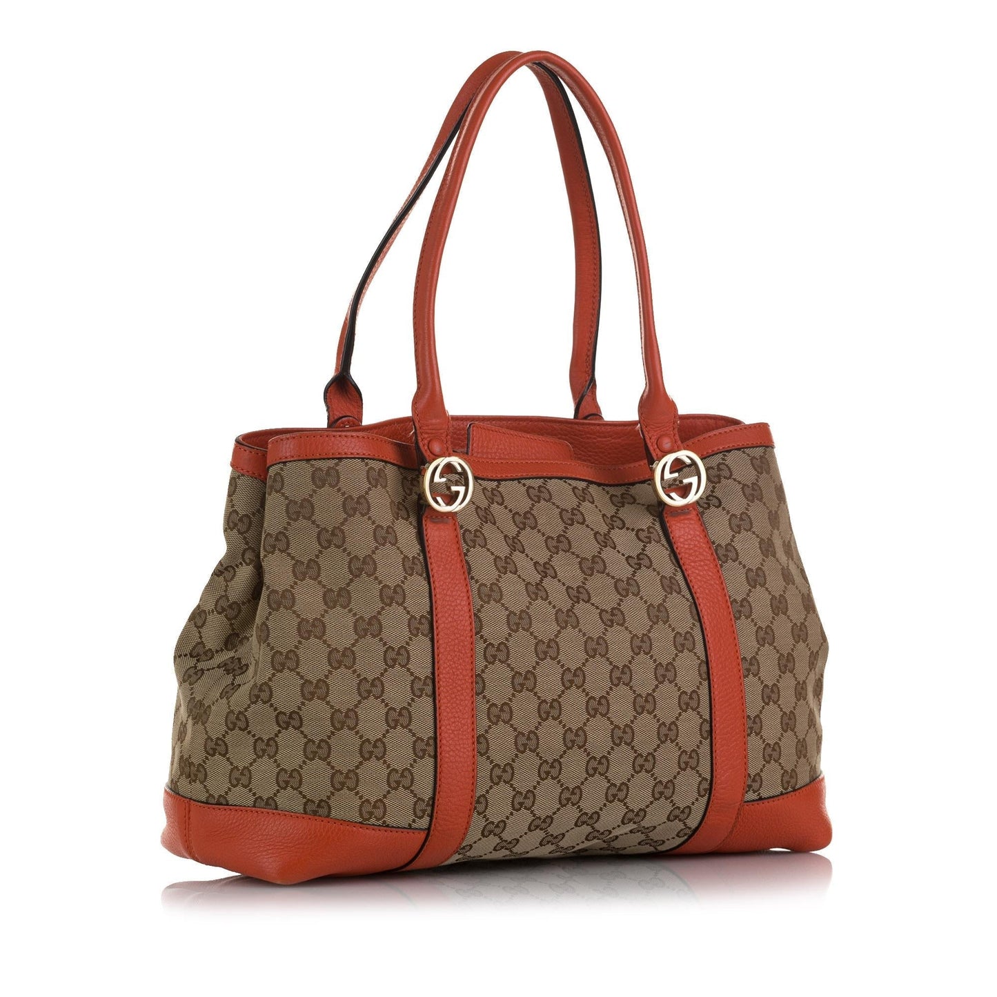 Gucci GG Miss GG SHG-Alvjxz Canvas Calf Brown Orange Tote Bag