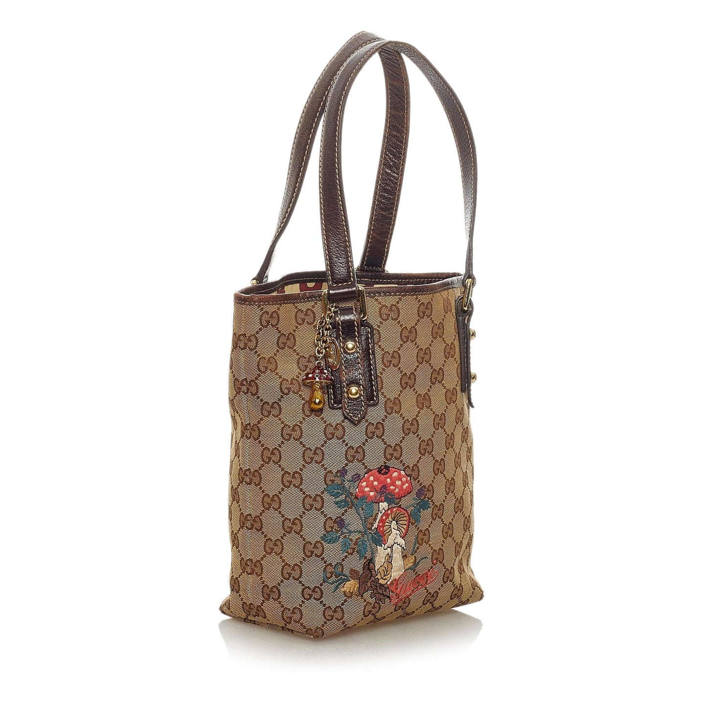 Gucci GG Mushrooms SHG Canvas Brown Tote Bag