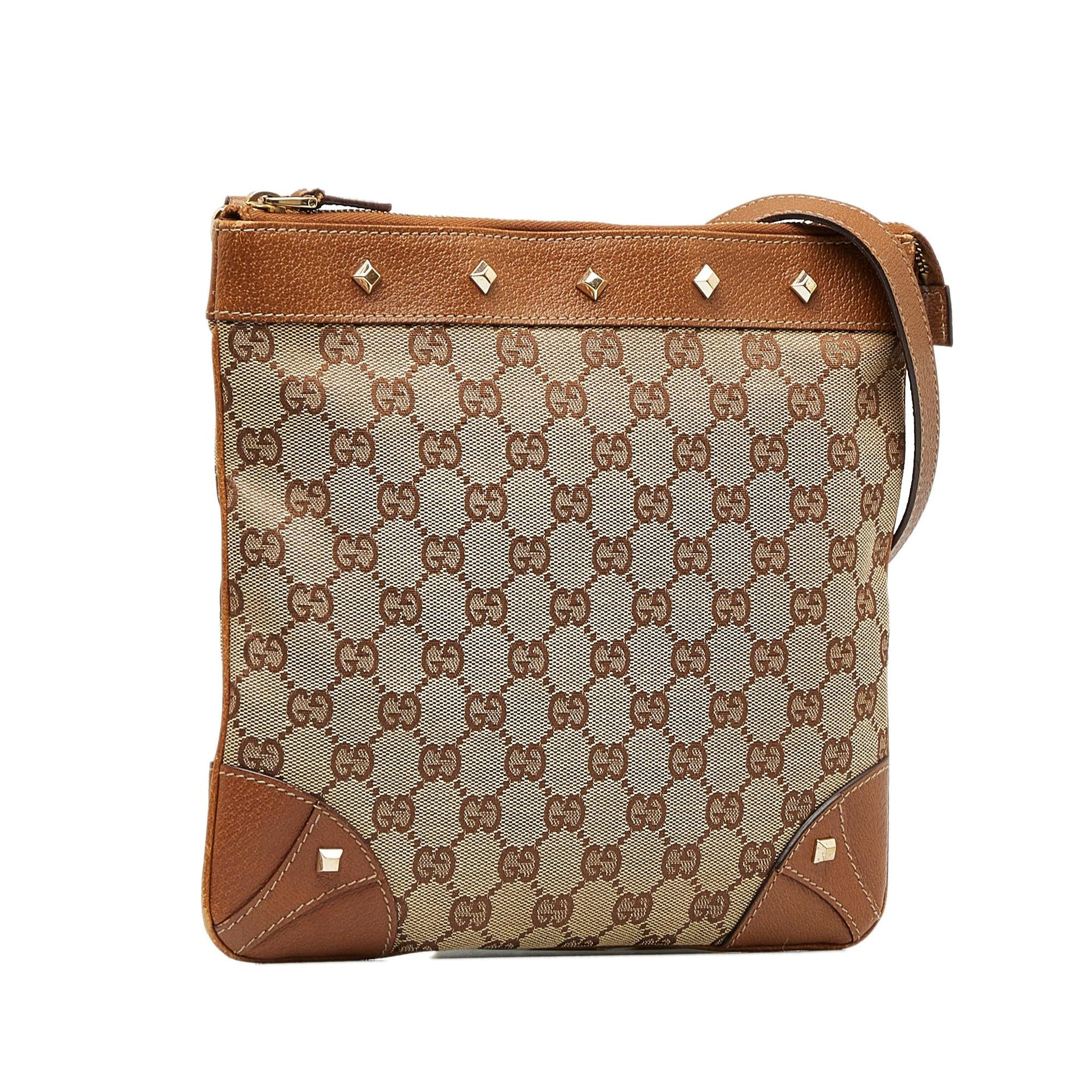 Gucci GG Nailhead SHG-Mehcnj Canvas Brown Crossbody Bag