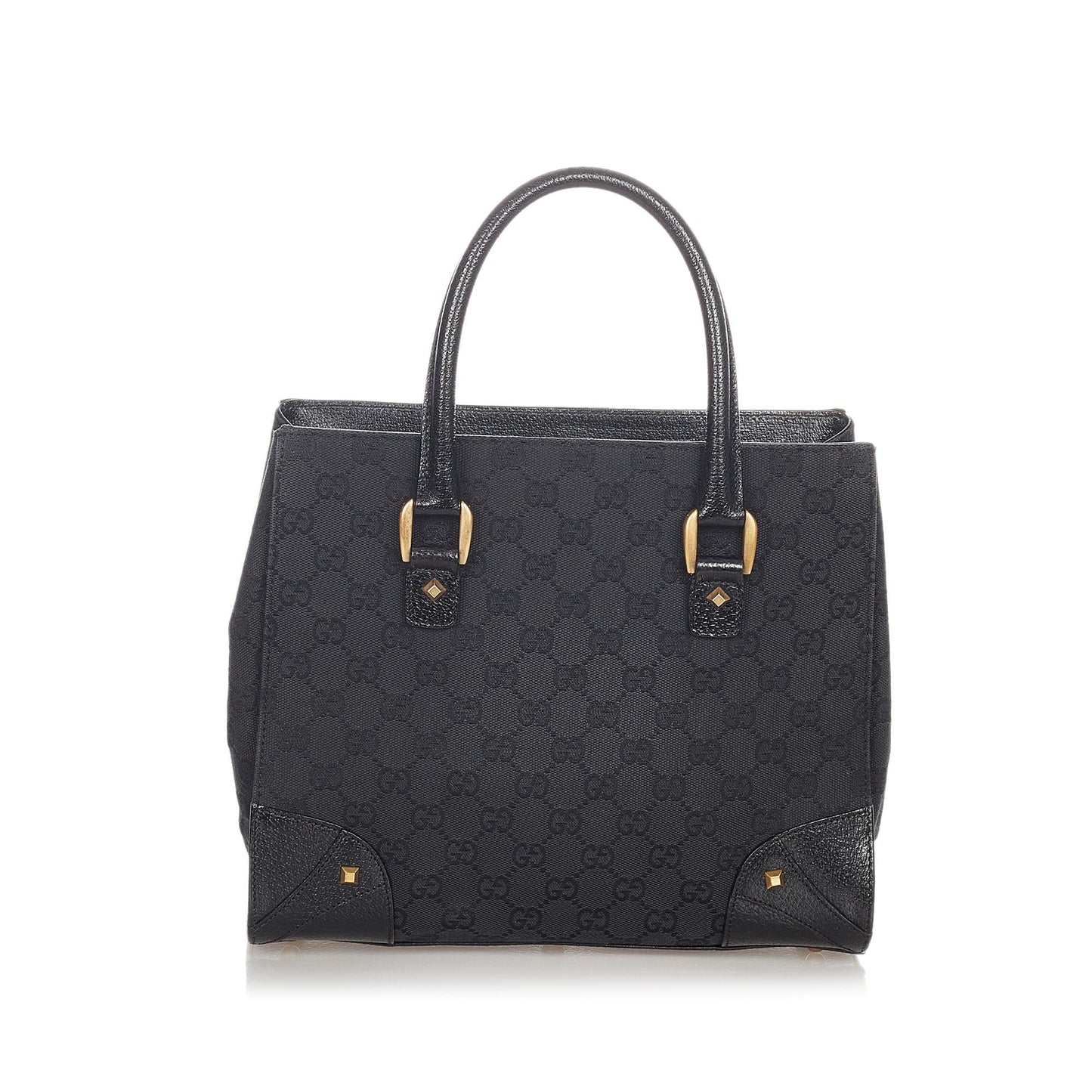 Gucci GG Nailhead SHG Canvas Black Satchel Bag