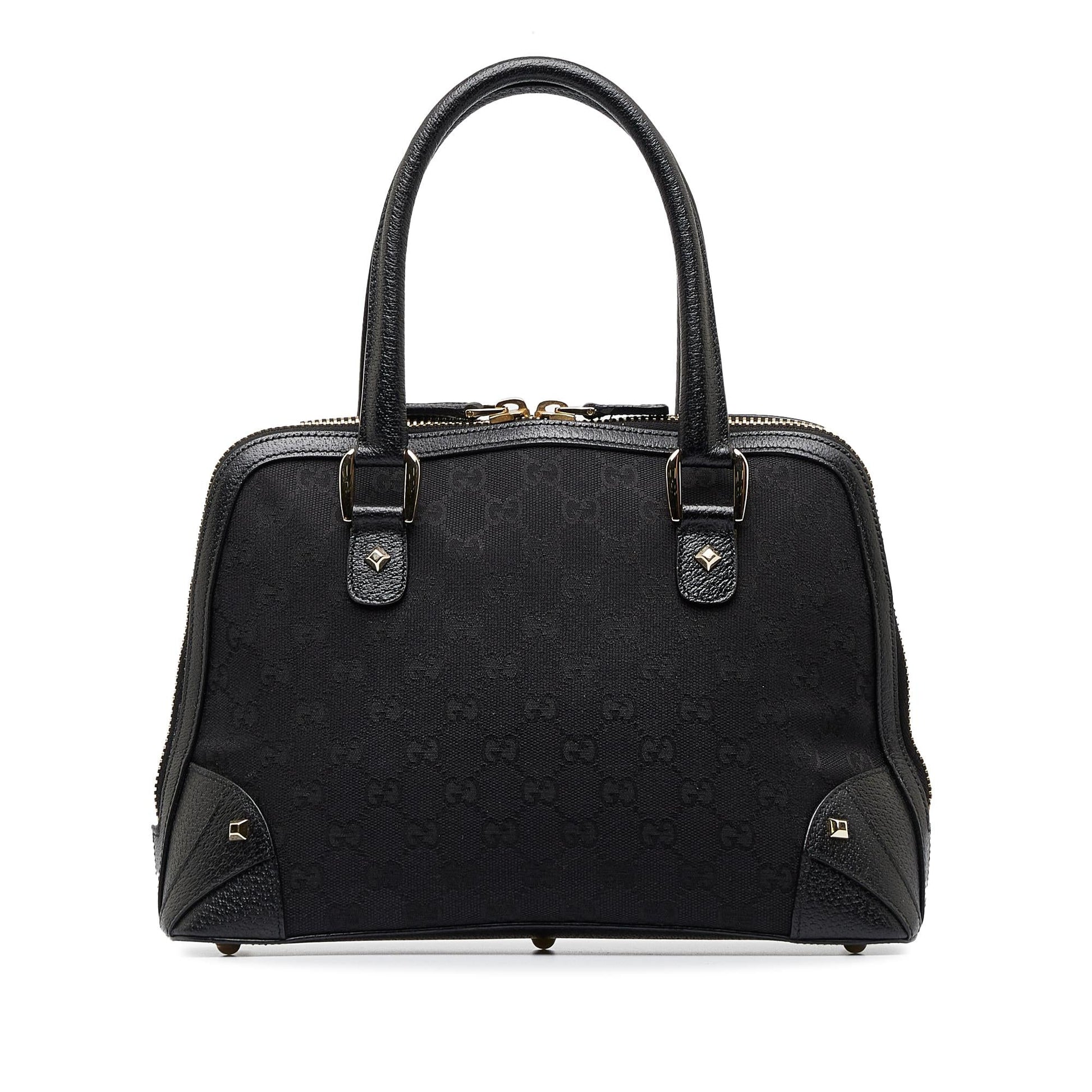 Gucci GG Nailhead SHG-xaJXjw Canvas Black Satchel Bag