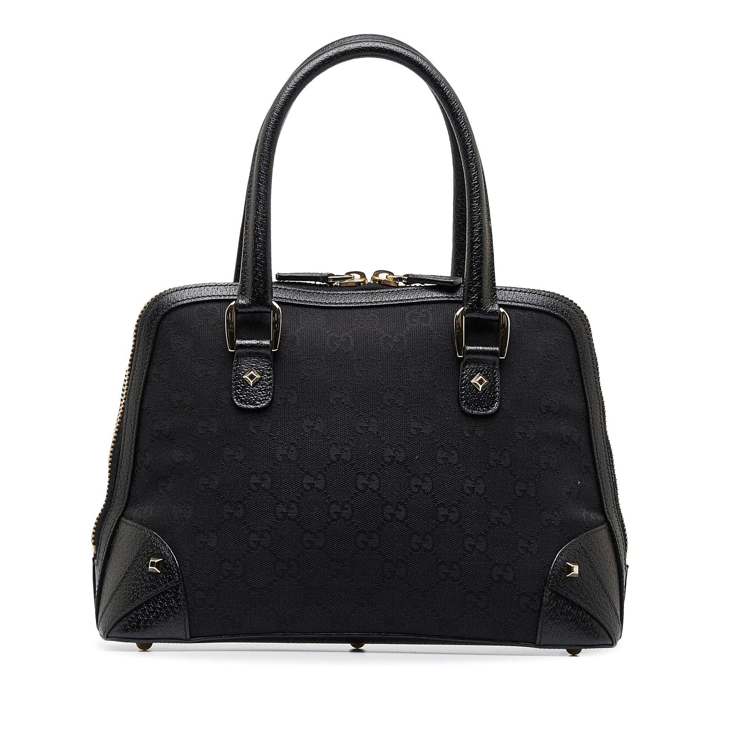 Gucci GG Nailhead SHG-xaJXjw Canvas Black Satchel Bag