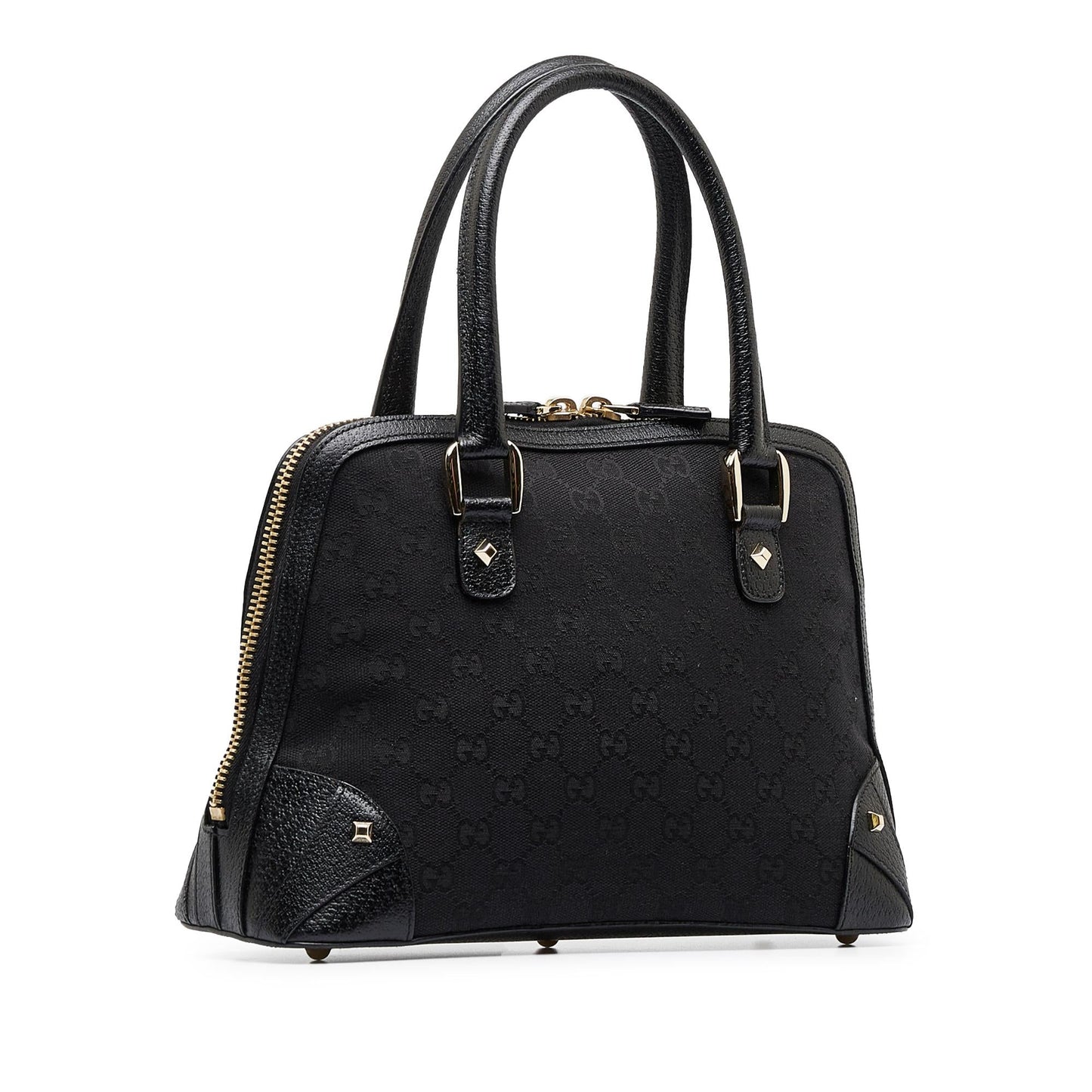 Gucci GG Nailhead SHG-xaJXjw Canvas Black Satchel Bag