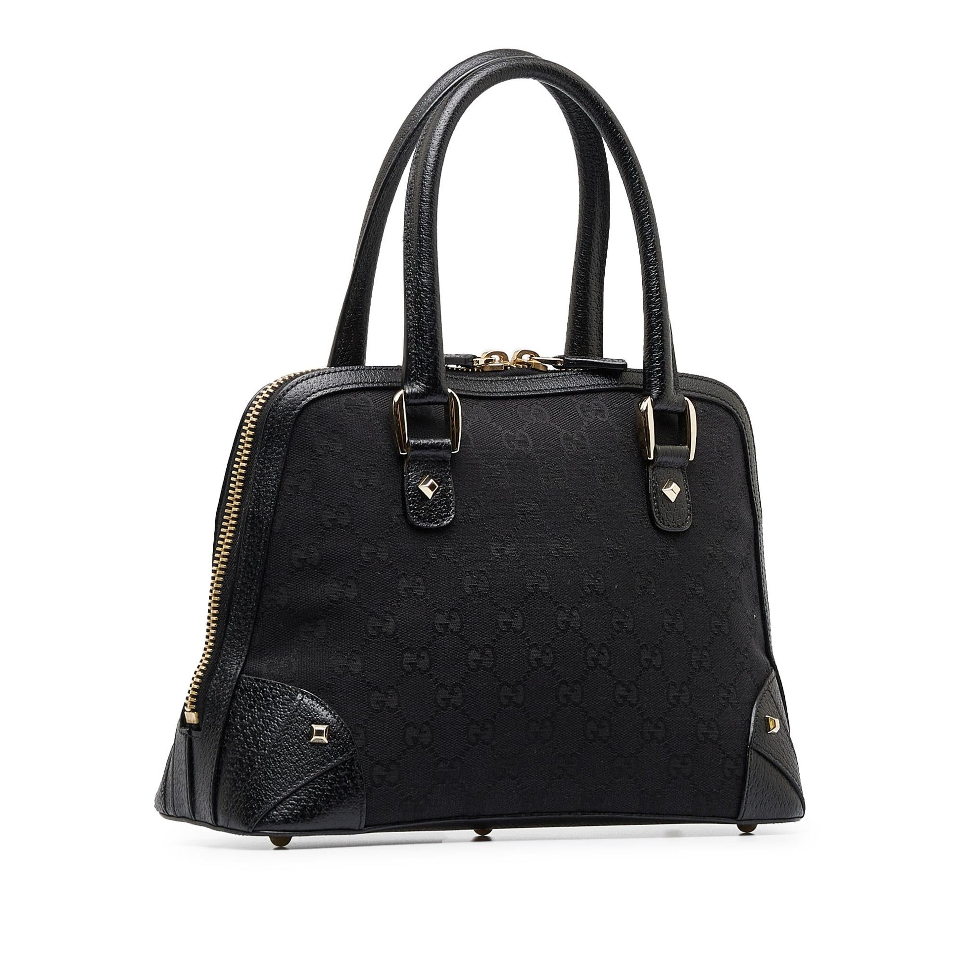 Gucci GG Nailhead SHG-xaJXjw Canvas Black Satchel Bag