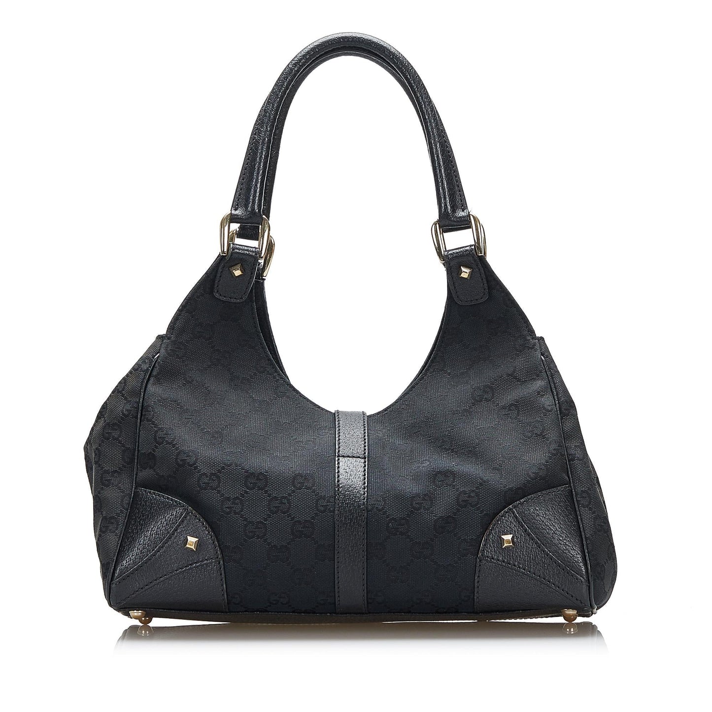 Gucci GG Nailhead Jackie O SHG-S61S5C Canvas Black Satchel Bag