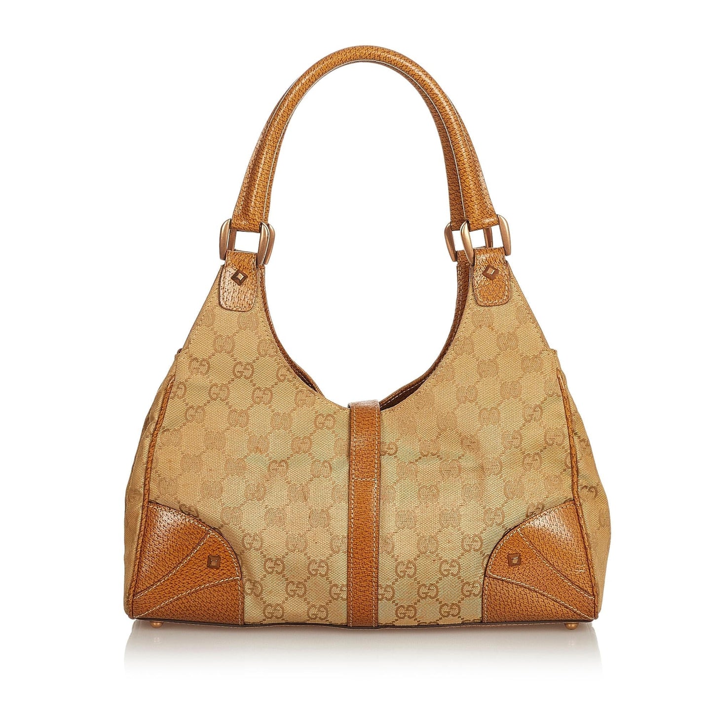 Gucci GG Nailhead Jackie SHG Canvas Brown Shoulder Bag Bag Shg