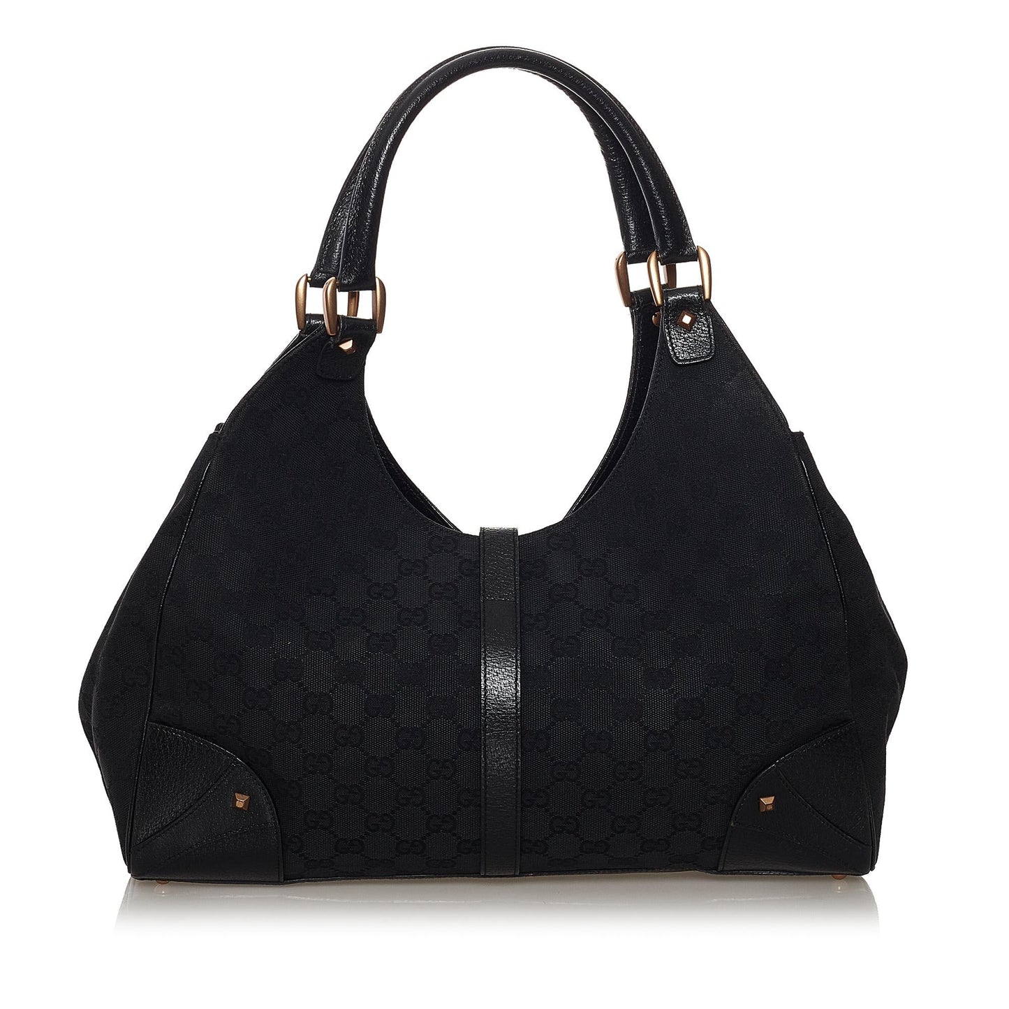 Gucci GG Nailhead Jackie SHG Canvas Black Shoulder Bag