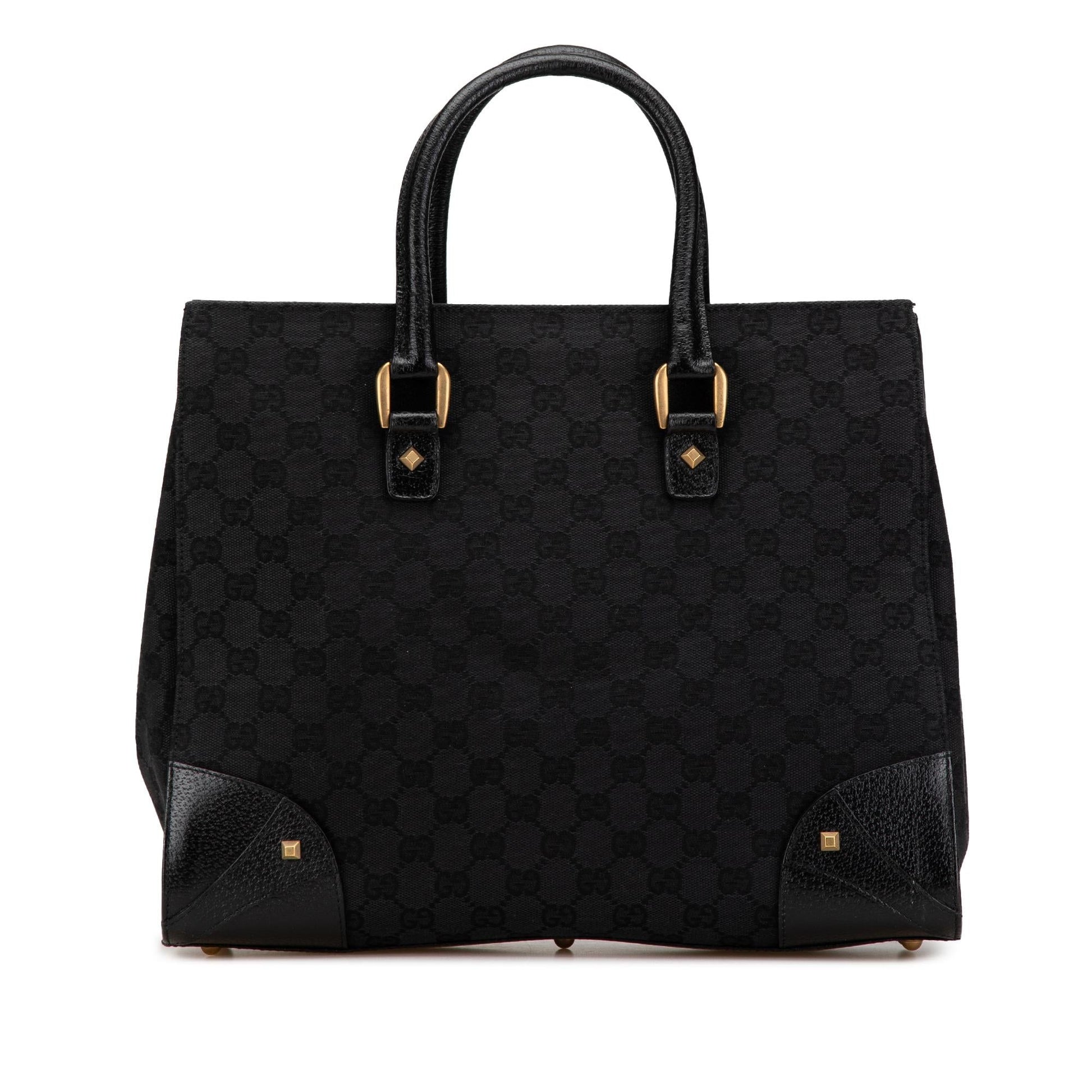 Gucci GG Nailhead SHG-AtfFVp Canvas Calf Black Tote Bag