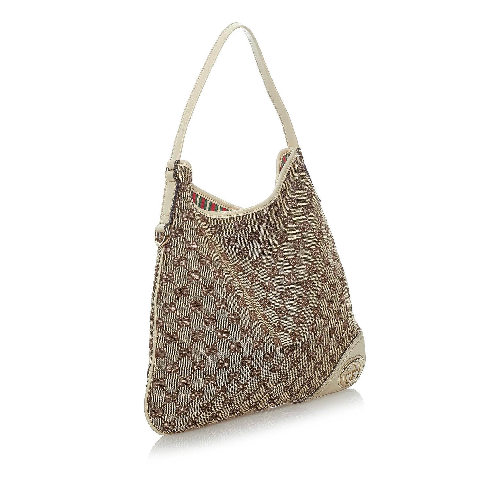Gucci GG New Britt SHG Canvas White Brown Shoulder Bag