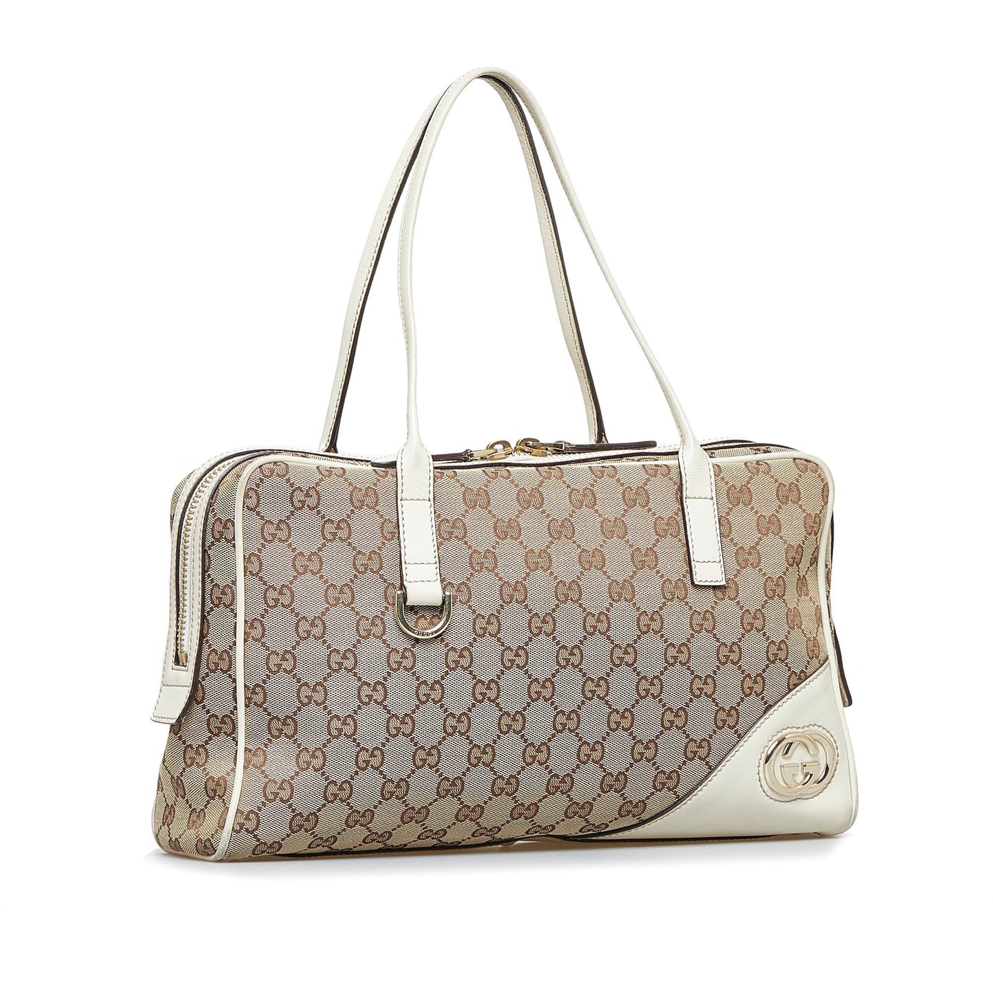 Gucci GG New Britt SHG-hM6eqO Canvas Calf White Brown Shoulder Bag