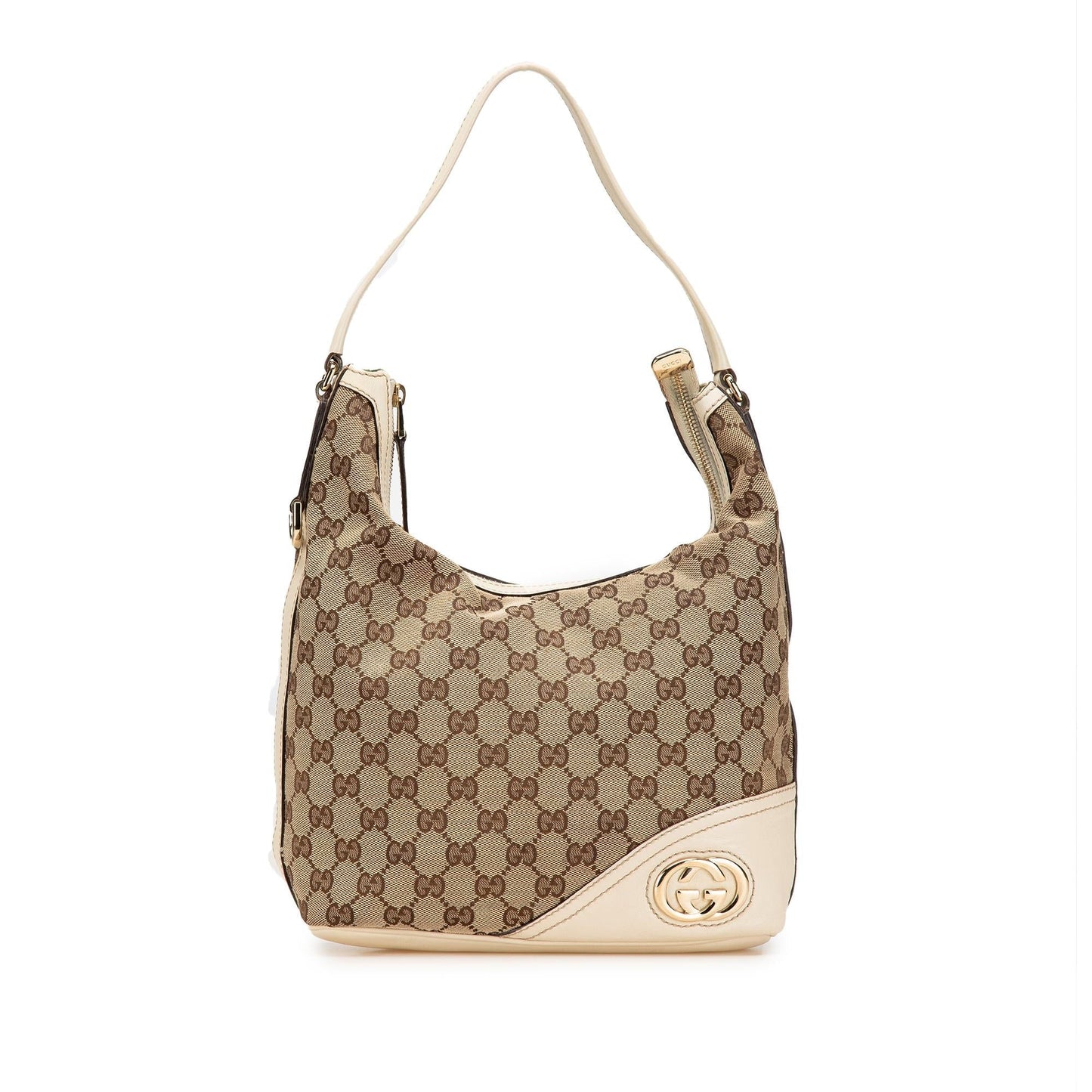 Gucci GG New Britt Canvas Calf White Brown Shoulder Bag Bag 1