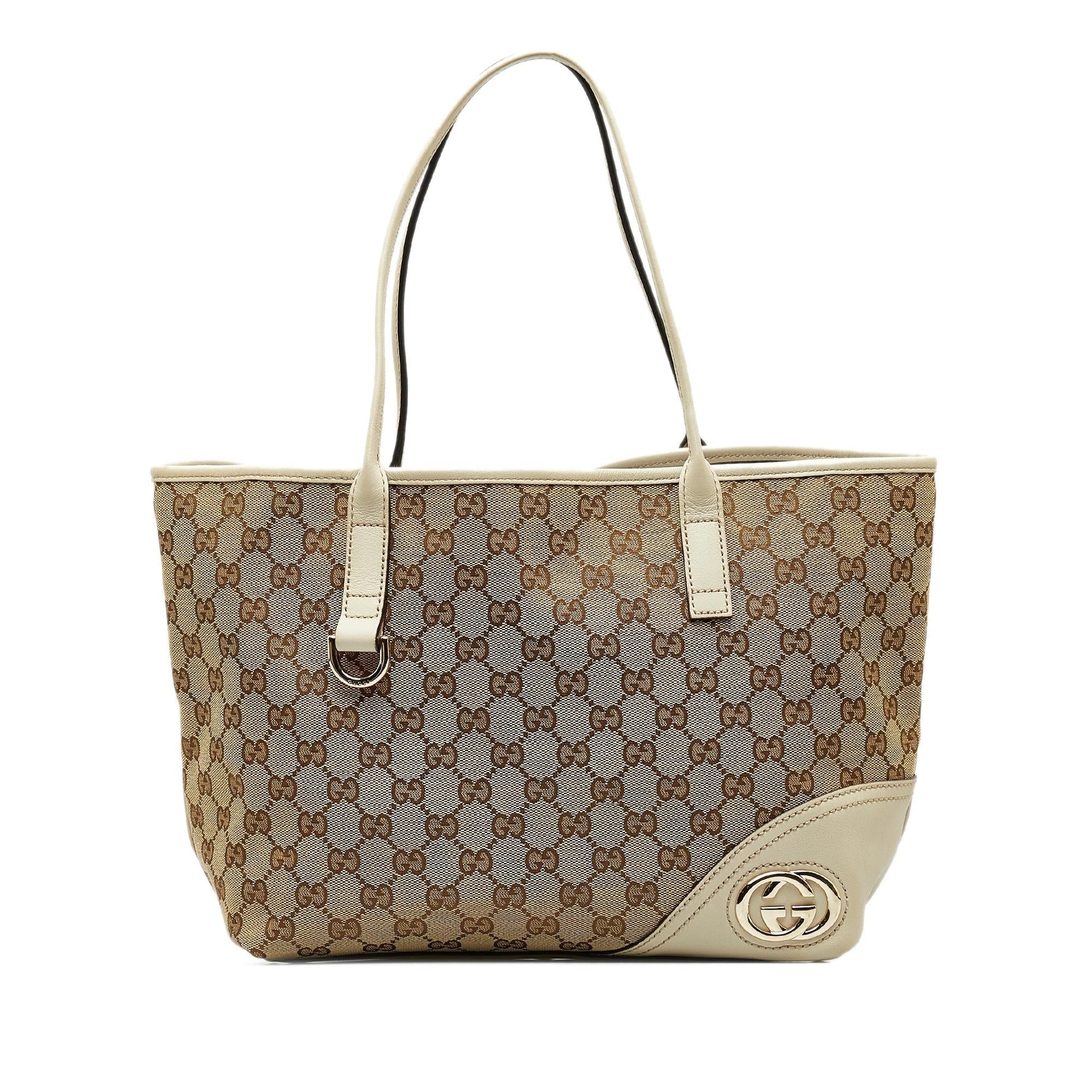 Gucci GG New Britt SHG-C4oQ72 Canvas Brown Tote Bag