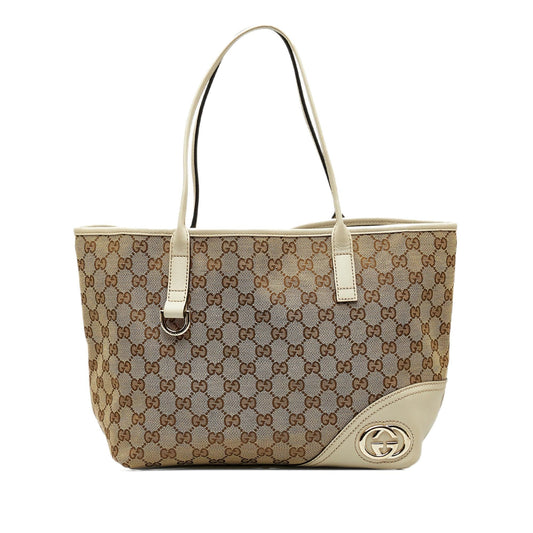 Gucci GG New Britt SHG-C4oQ72 Canvas Brown Tote Bag