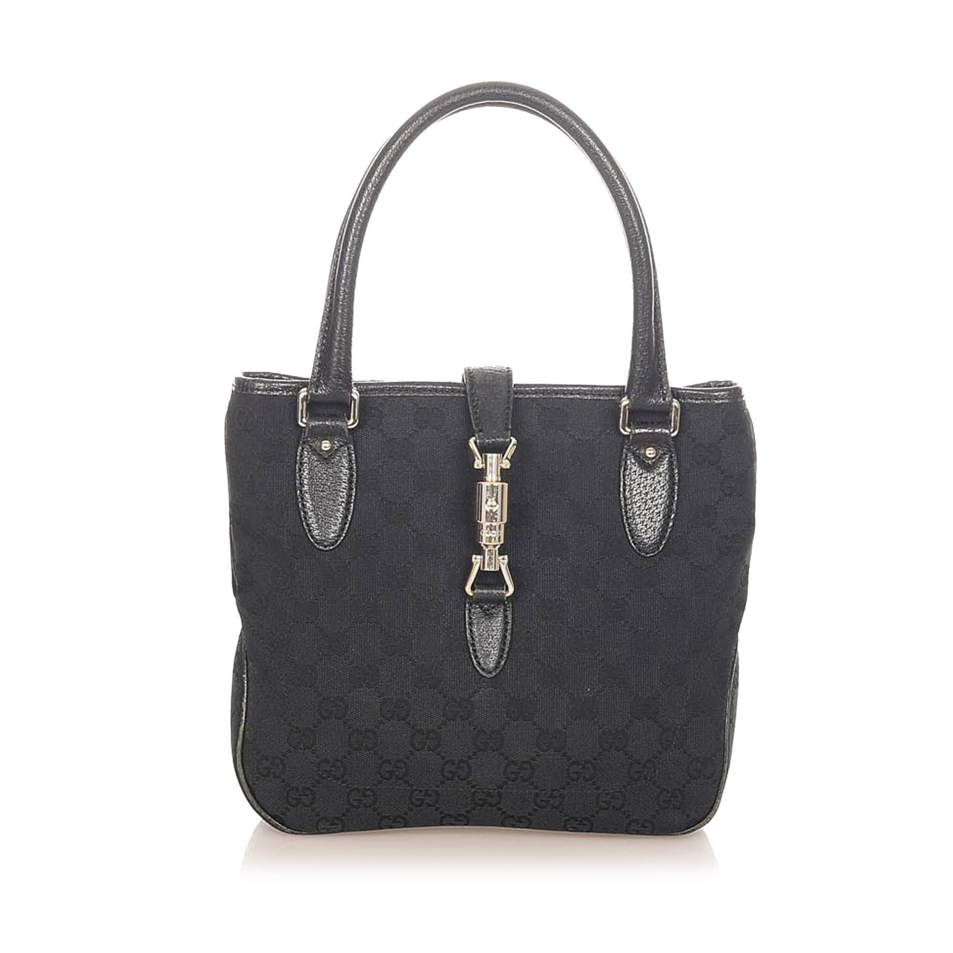 Gucci GG New Jackie SHG Canvas Black Satchel Bag