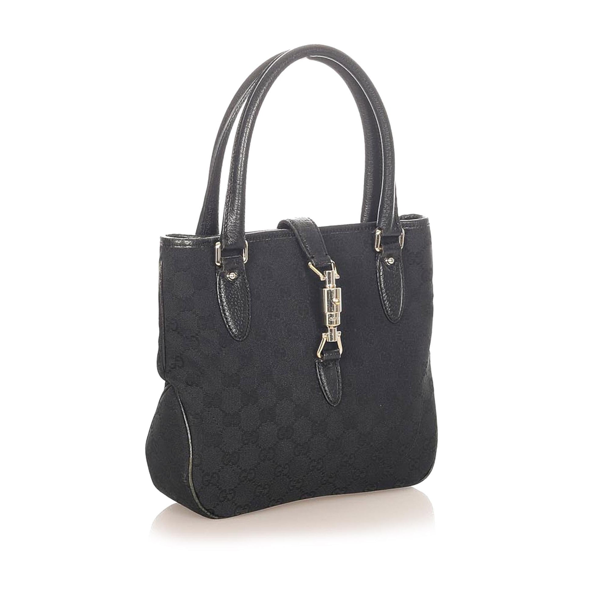 Gucci GG New Jackie SHG Canvas Black Satchel Bag