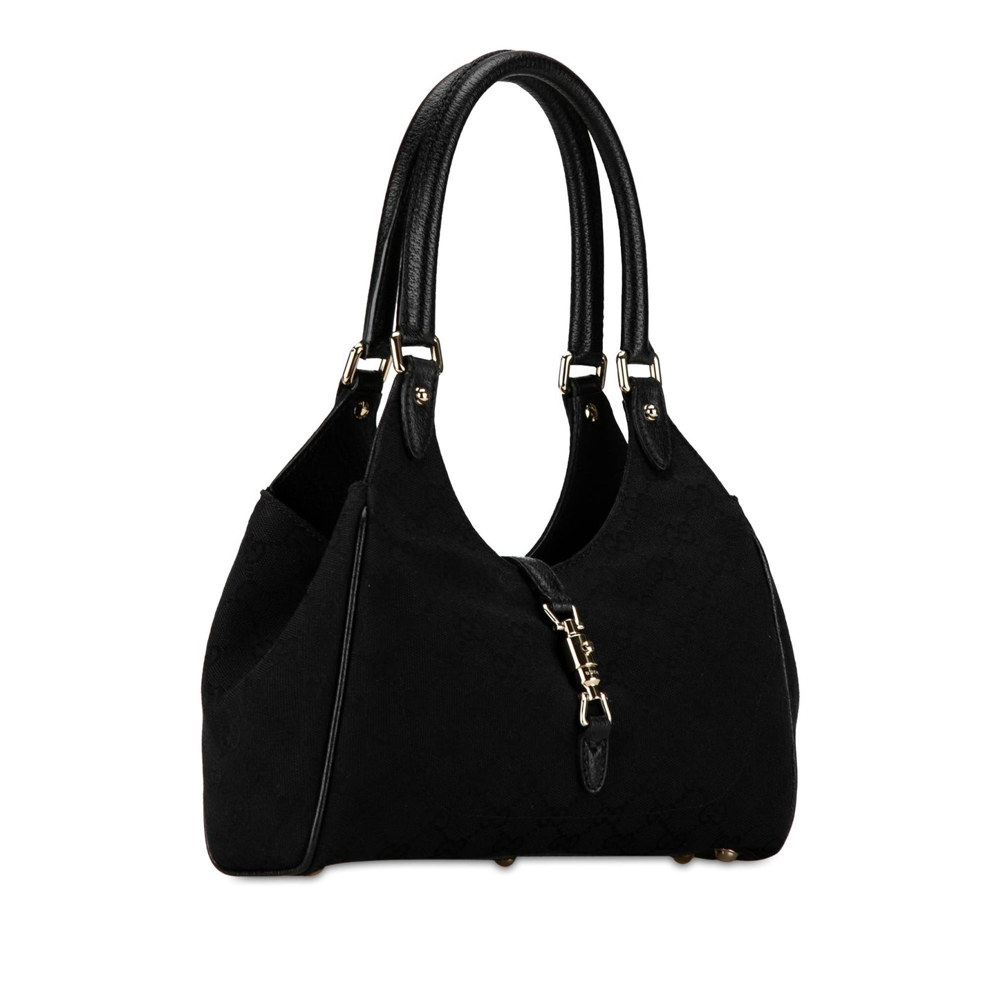 Gucci GG New Jackie SHG-jp7WDZ Canvas Calf Black Satchel Bag