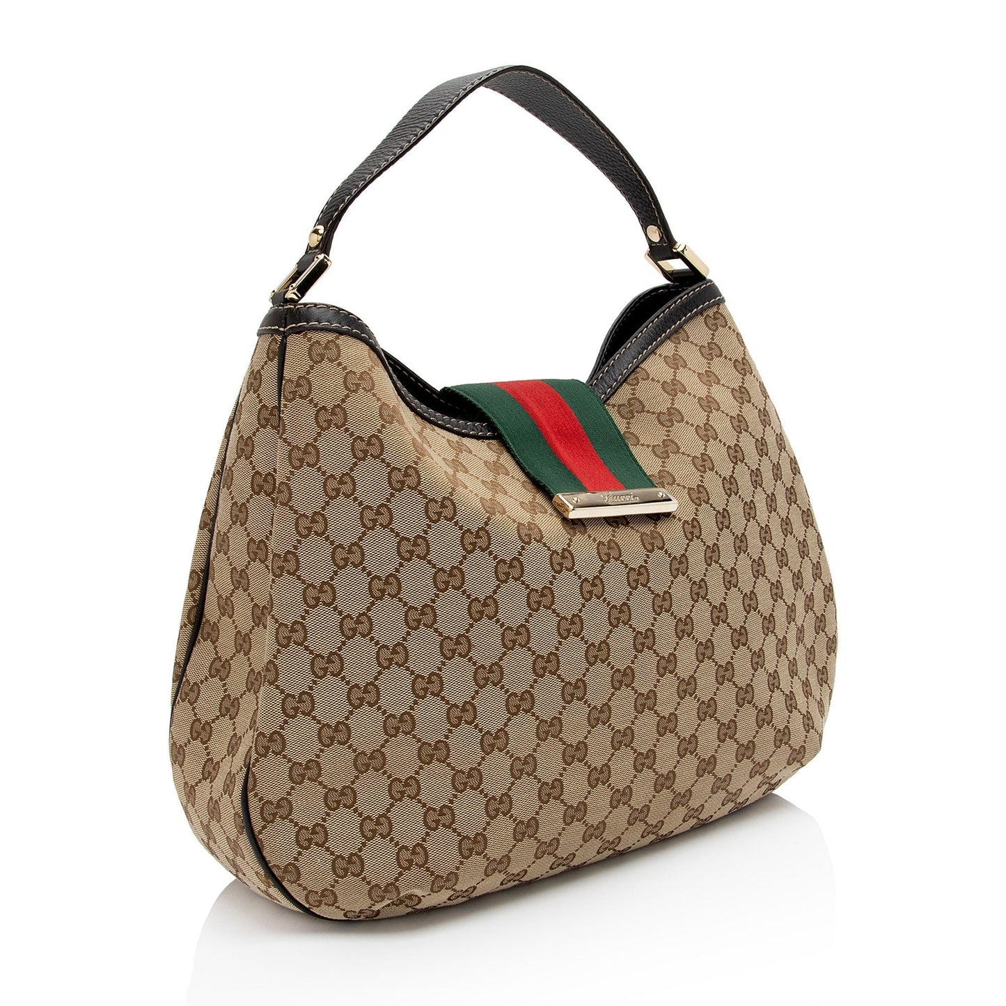 Gucci GG New Ladies Web SHF-AhPj8g Leather Canvas Nylon Brown Shoulder Bag