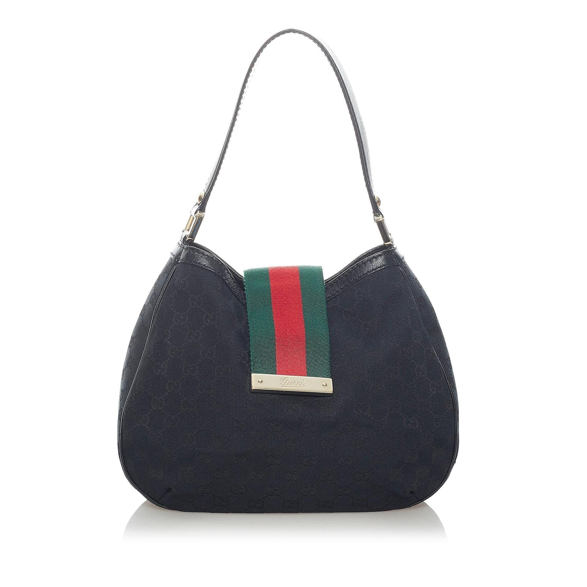Gucci GG New Ladies Web SHG Canvas Black Shoulder Bag