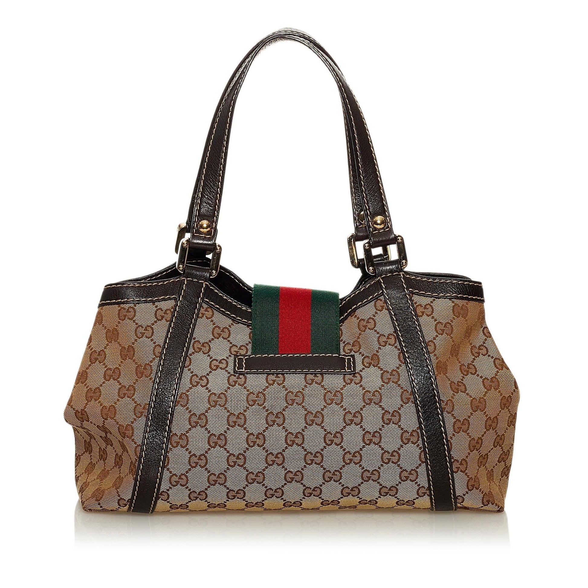 Gucci GG New Ladies Web SHG Canvas Brown Tote Bag
