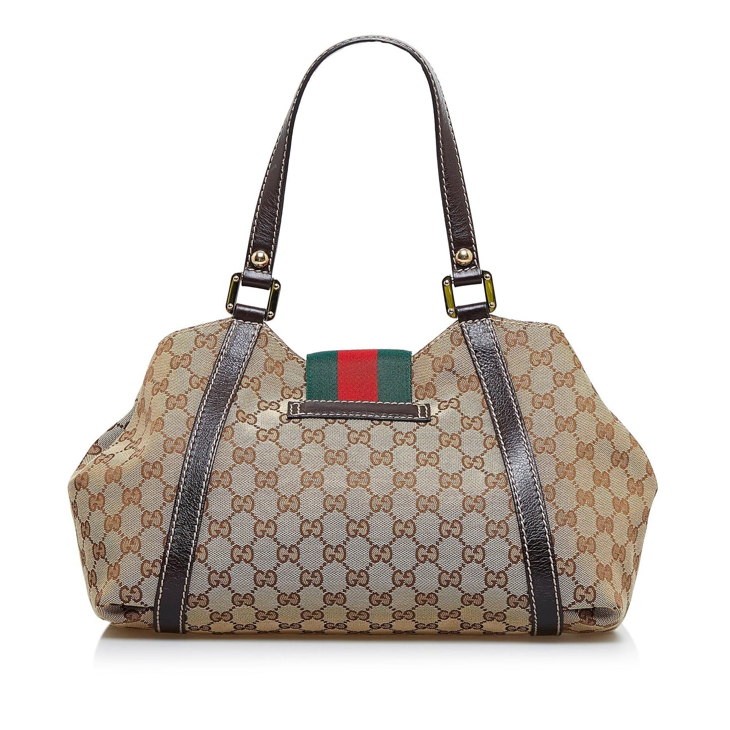 Gucci GG New Ladies Web SHG-nXYCc6 Canvas Calf Brown Tote Bag