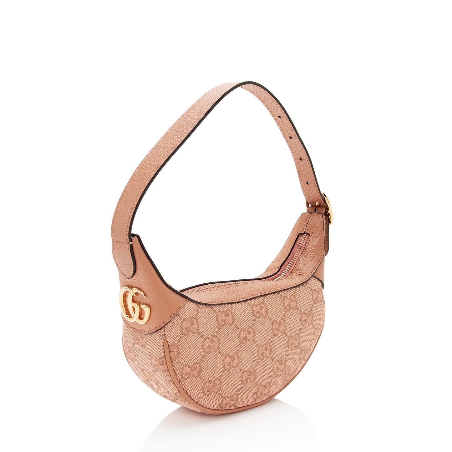 Gucci GG Ophidia Half Moon SHF-1rDKVw Leather Canvas Pink Mini Shoulder Bag