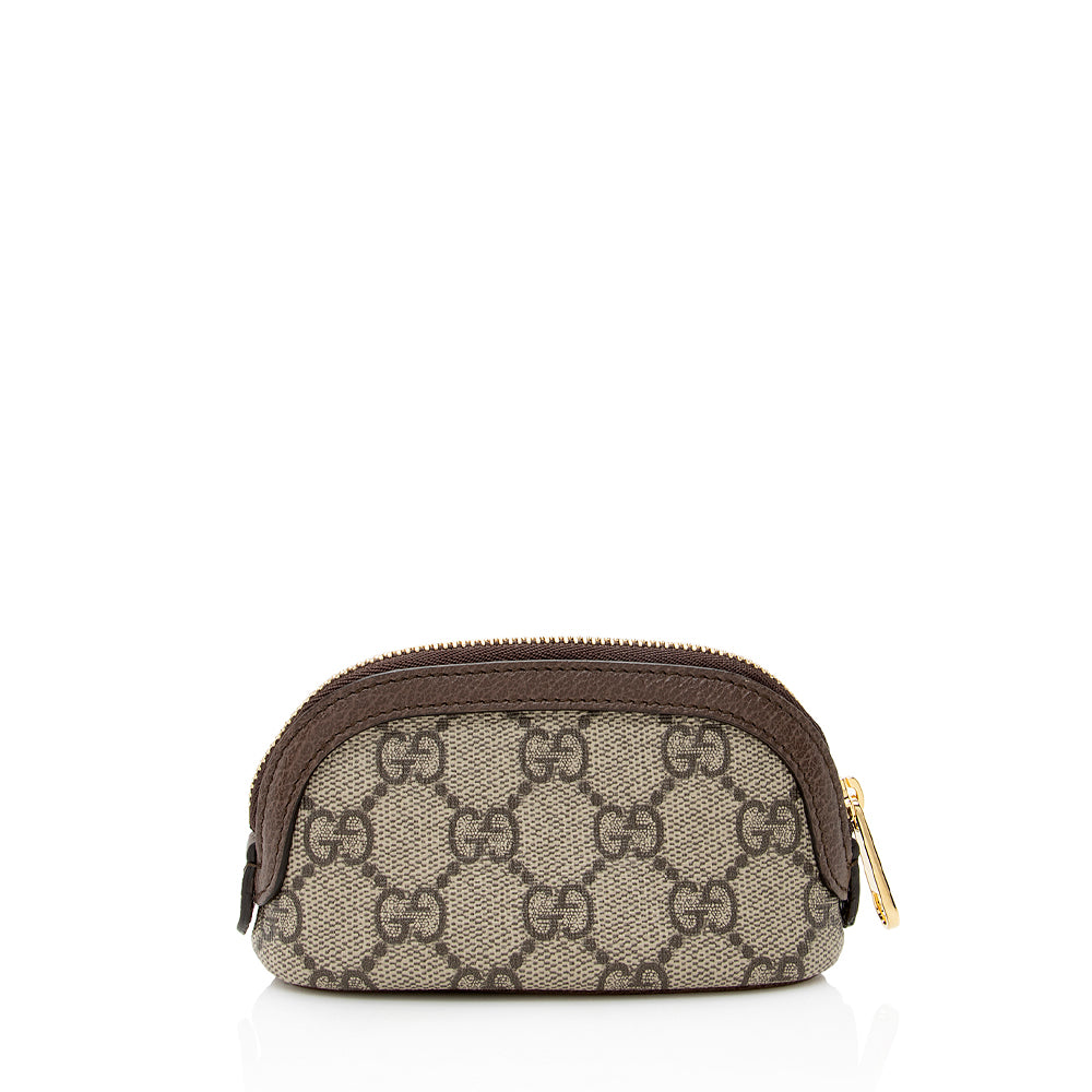 Gucci GG Ophidia Key Pouch SHF Leather Canvas Nylon Beige Accessory