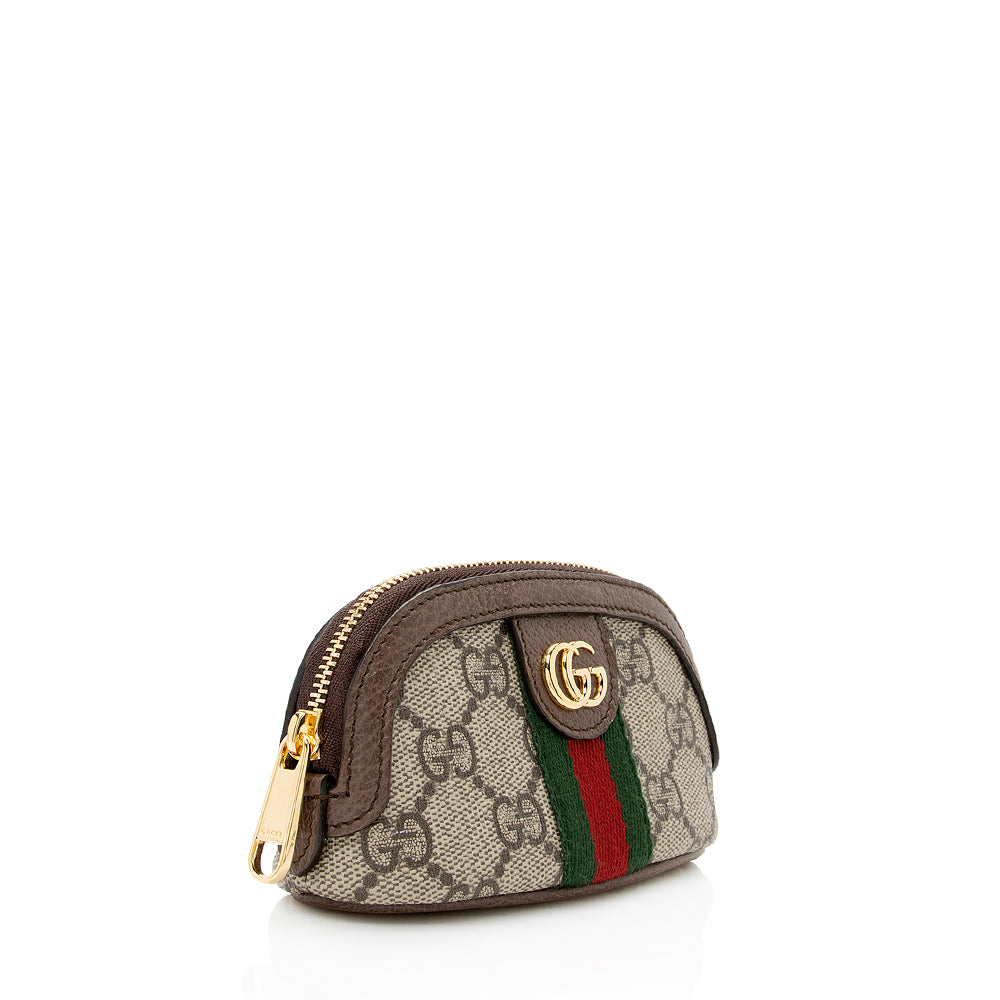 Gucci GG Ophidia Key Pouch SHF Leather Canvas Nylon Beige Accessory