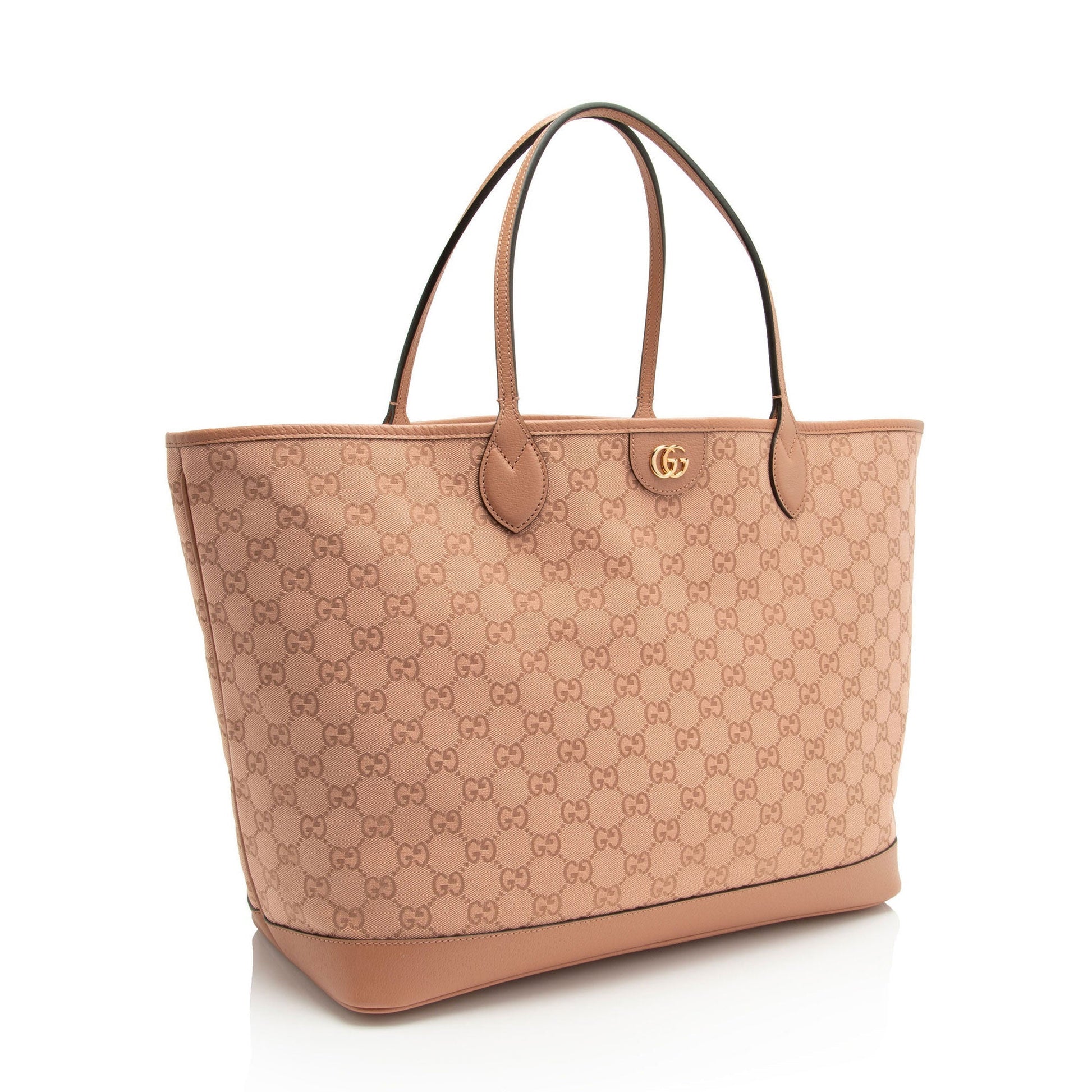 Gucci GG Ophidia SHF-CXUhG9 Leather Canvas Pink Large Tote Bag