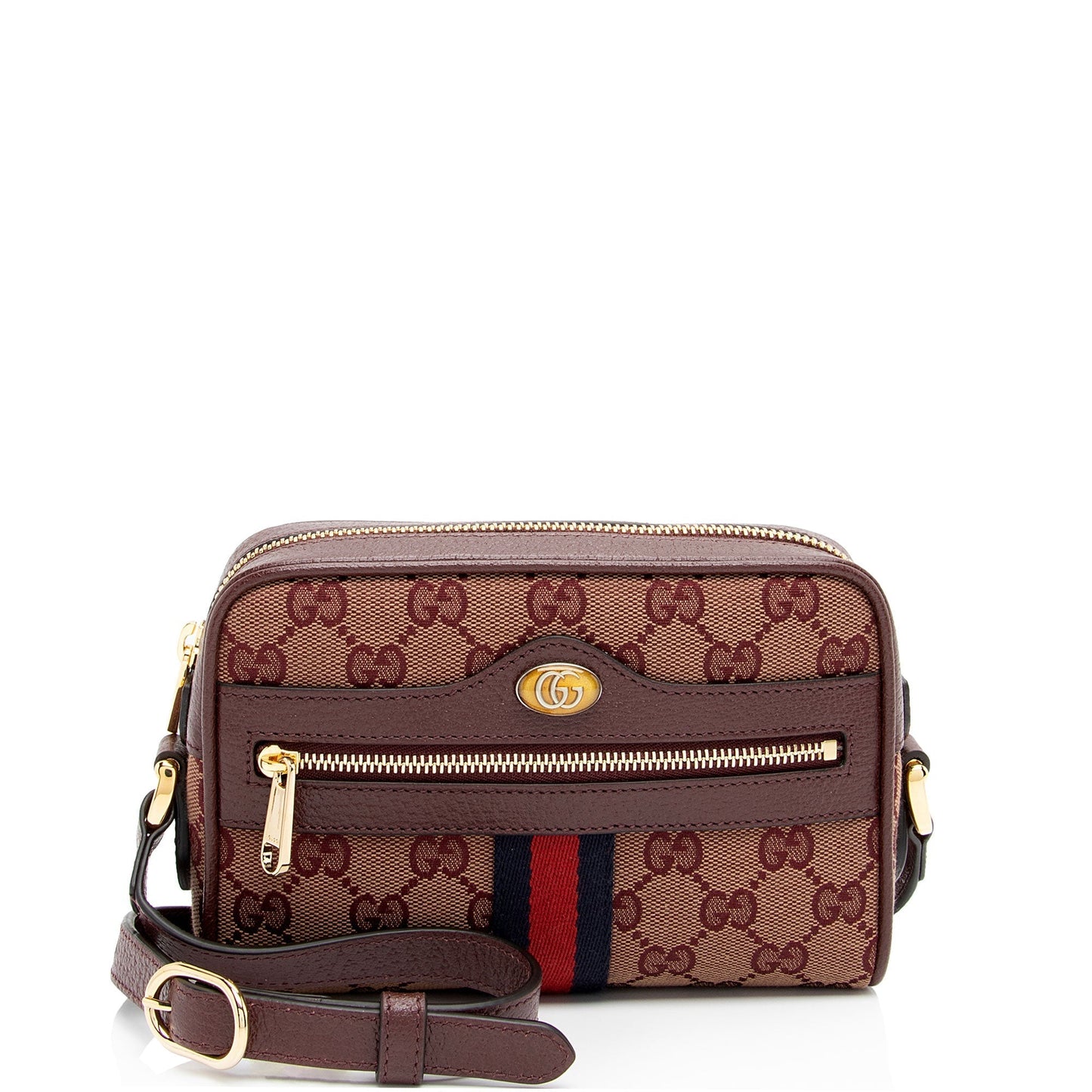 Gucci GG Ophidia SHF-xkp3mR Leather Canvas Nylon Red Crossbody Bag