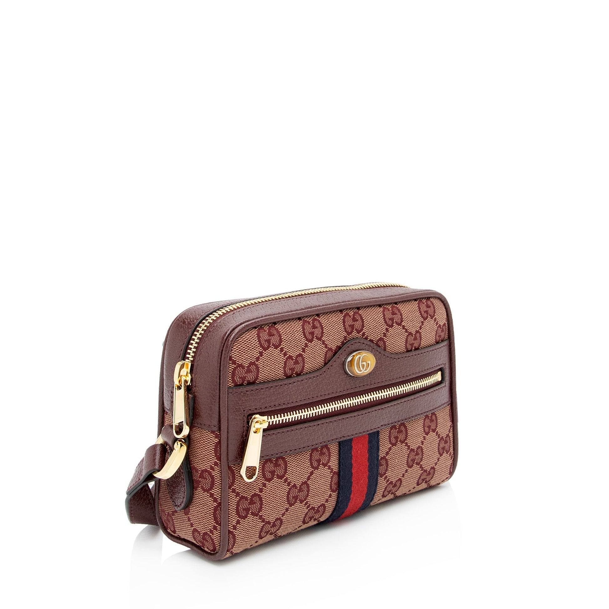 Gucci GG Ophidia SHF-xkp3mR Leather Canvas Nylon Red Crossbody Bag