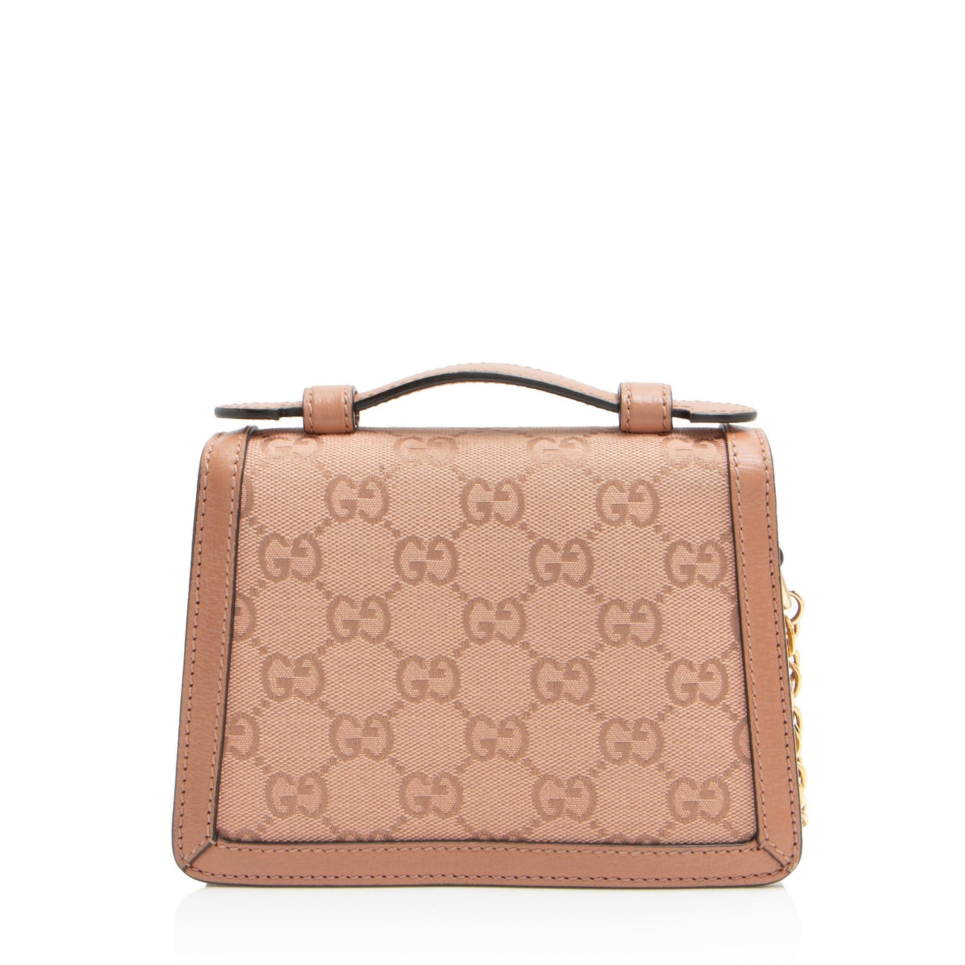 Gucci GG Ophidia Top Handle Leather Canvas Pink Mini Satchel Bag
