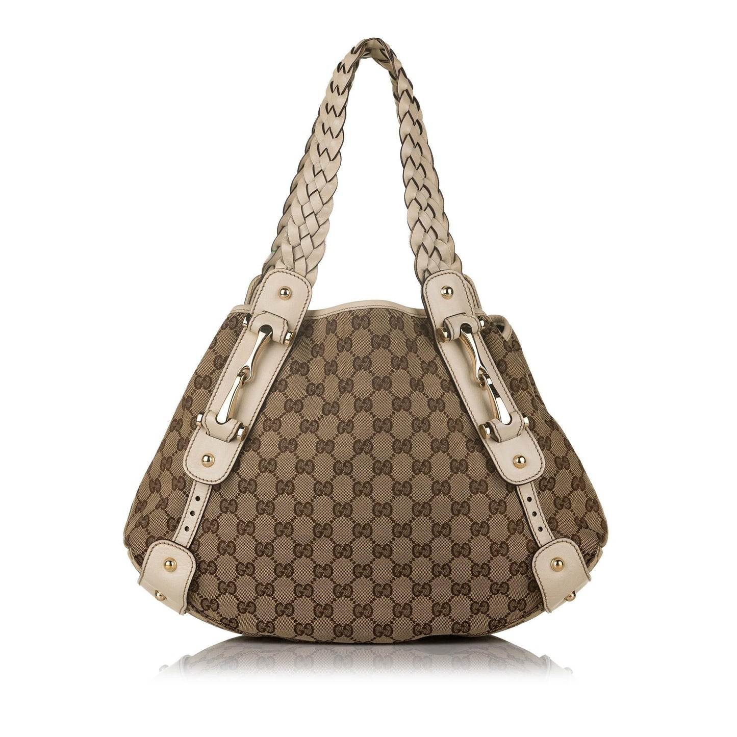Gucci GG Pelham Horsebit SHG Canvas Calf White Brown Tote Bag