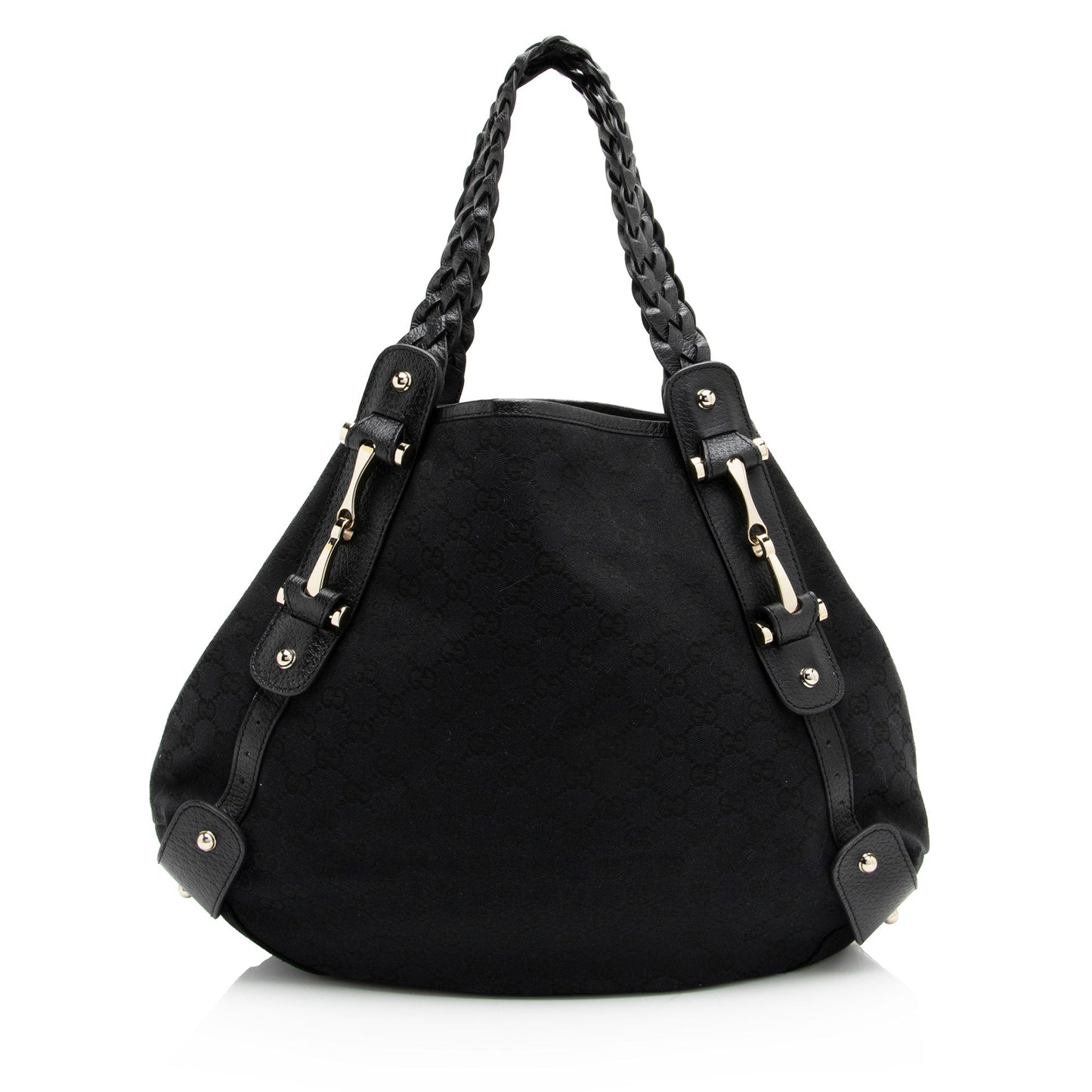Gucci GG Pelham SHF-NIzX5t Leather Canvas Black Medium Shoulder Bag