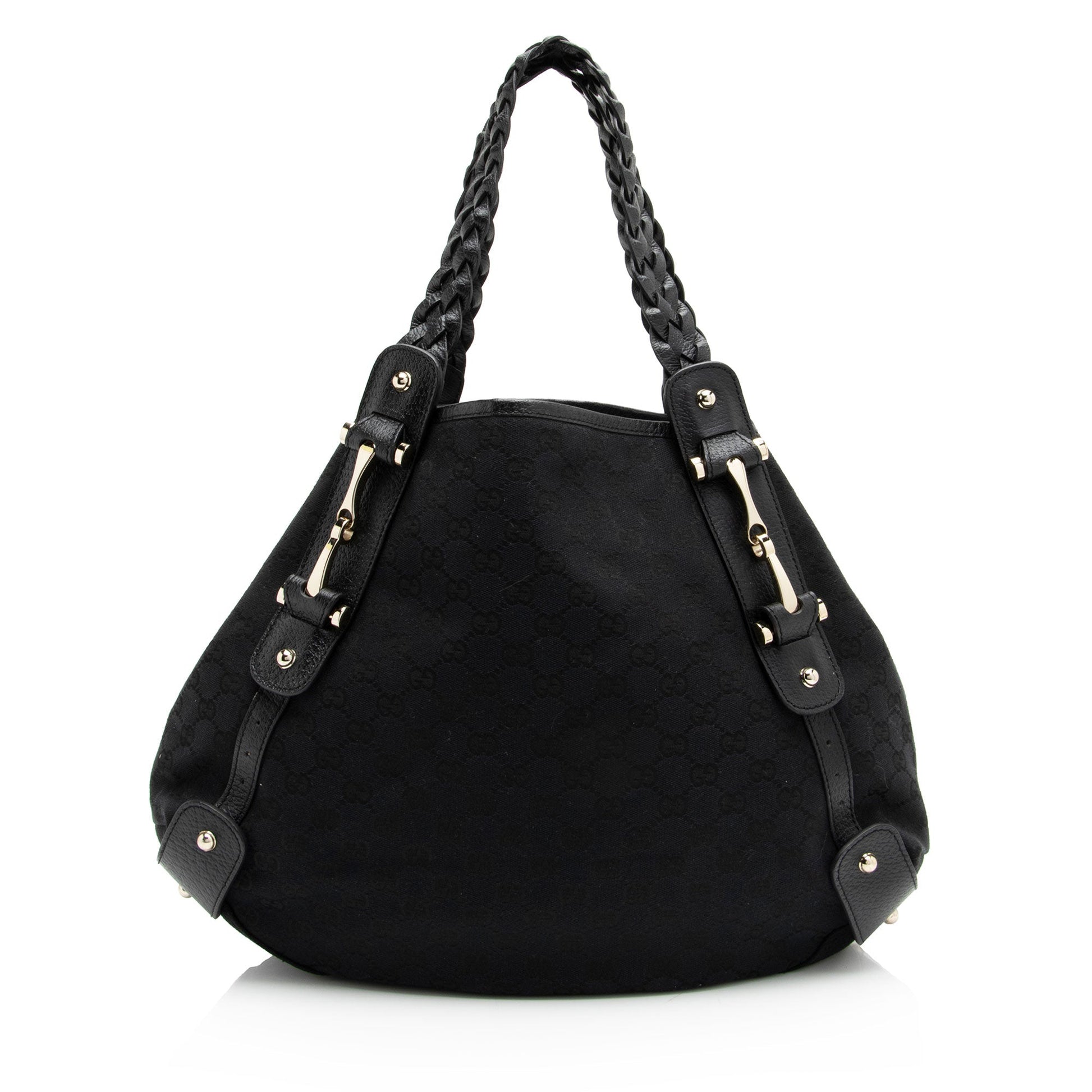 Gucci GG Pelham SHF-NIzX5t Leather Canvas Black Medium Shoulder Bag