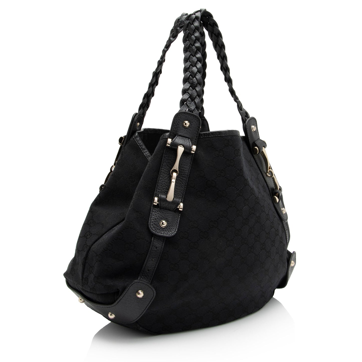 Gucci GG Pelham SHF-NIzX5t Leather Canvas Black Medium Shoulder Bag