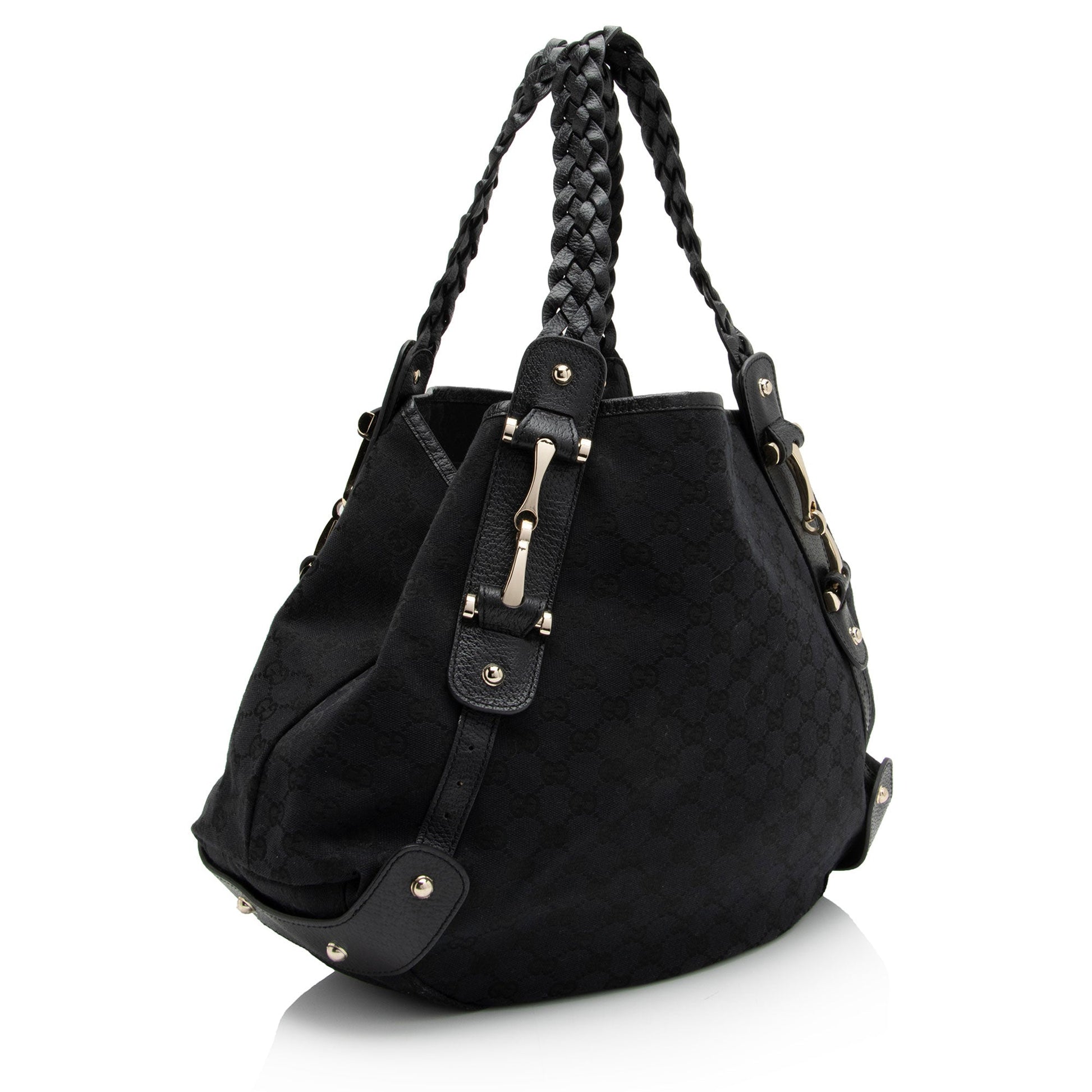 Gucci GG Pelham SHF-NIzX5t Leather Canvas Black Medium Shoulder Bag