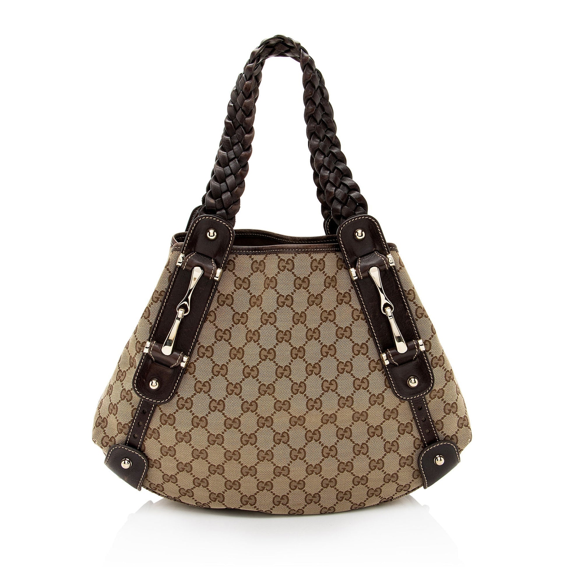 Gucci GG Pelham SHF-HW7KzX Leather Canvas Brown Beige Shoulder Bag