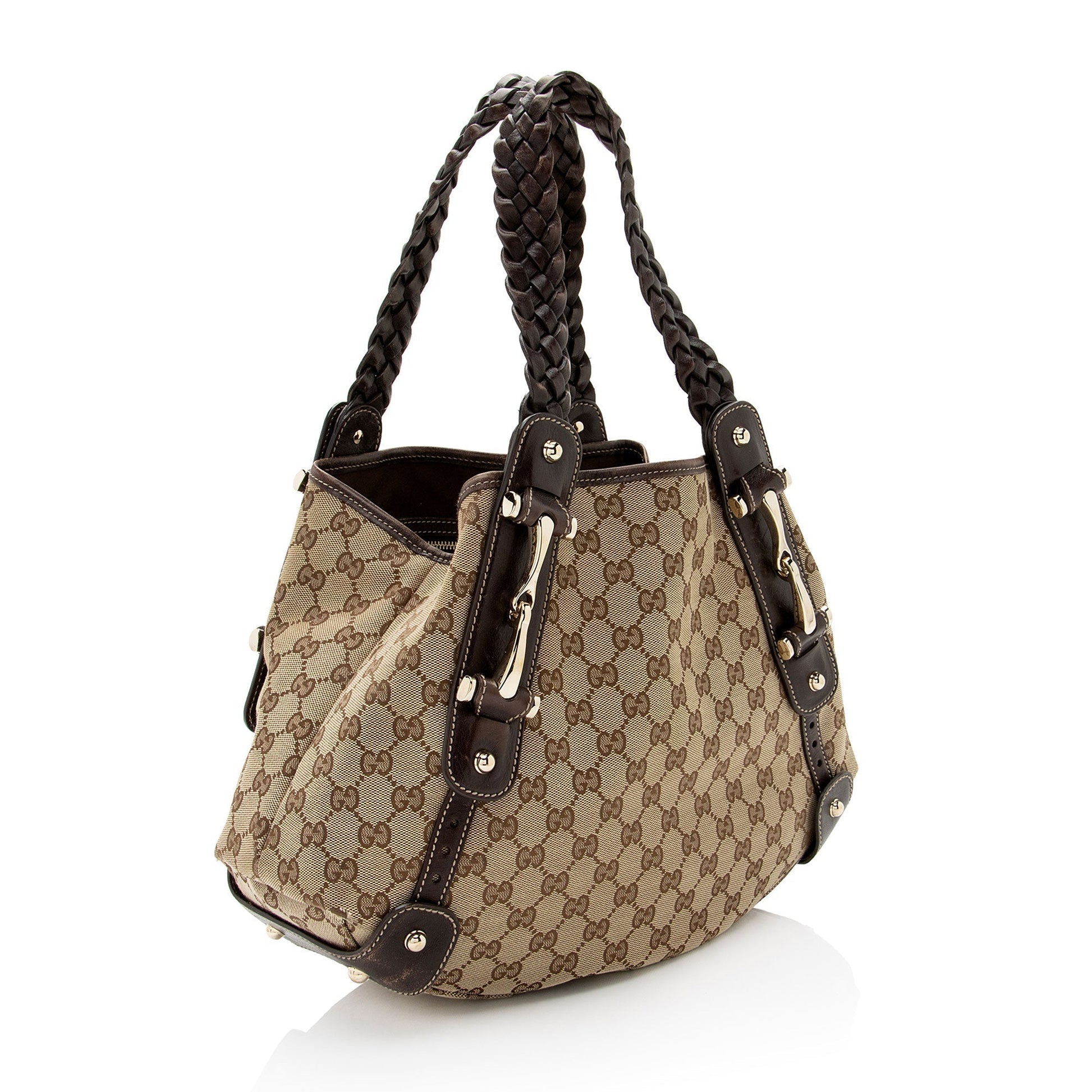 Gucci GG Pelham SHF-HW7KzX Leather Canvas Brown Beige Shoulder Bag