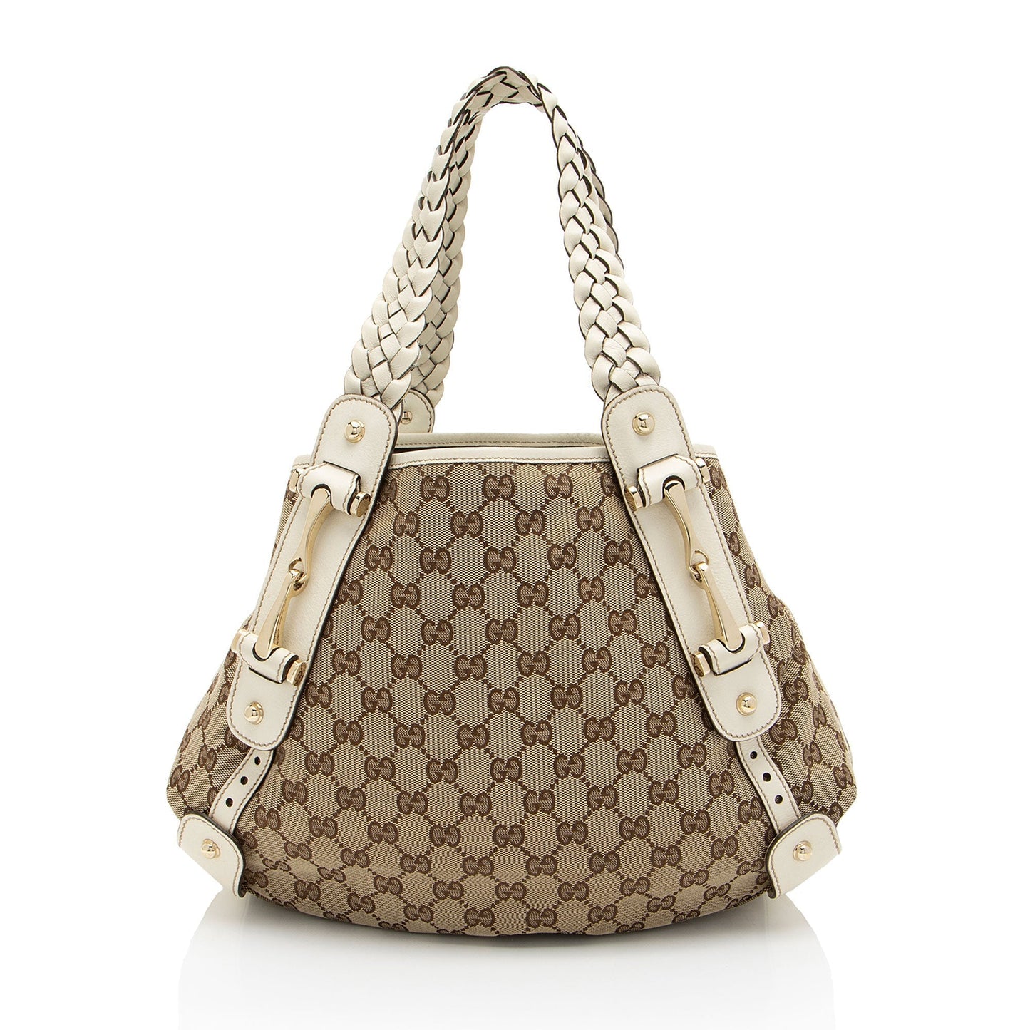 Gucci GG Pelham SHF-ekffiS Leather Canvas White Beige Shoulder Bag