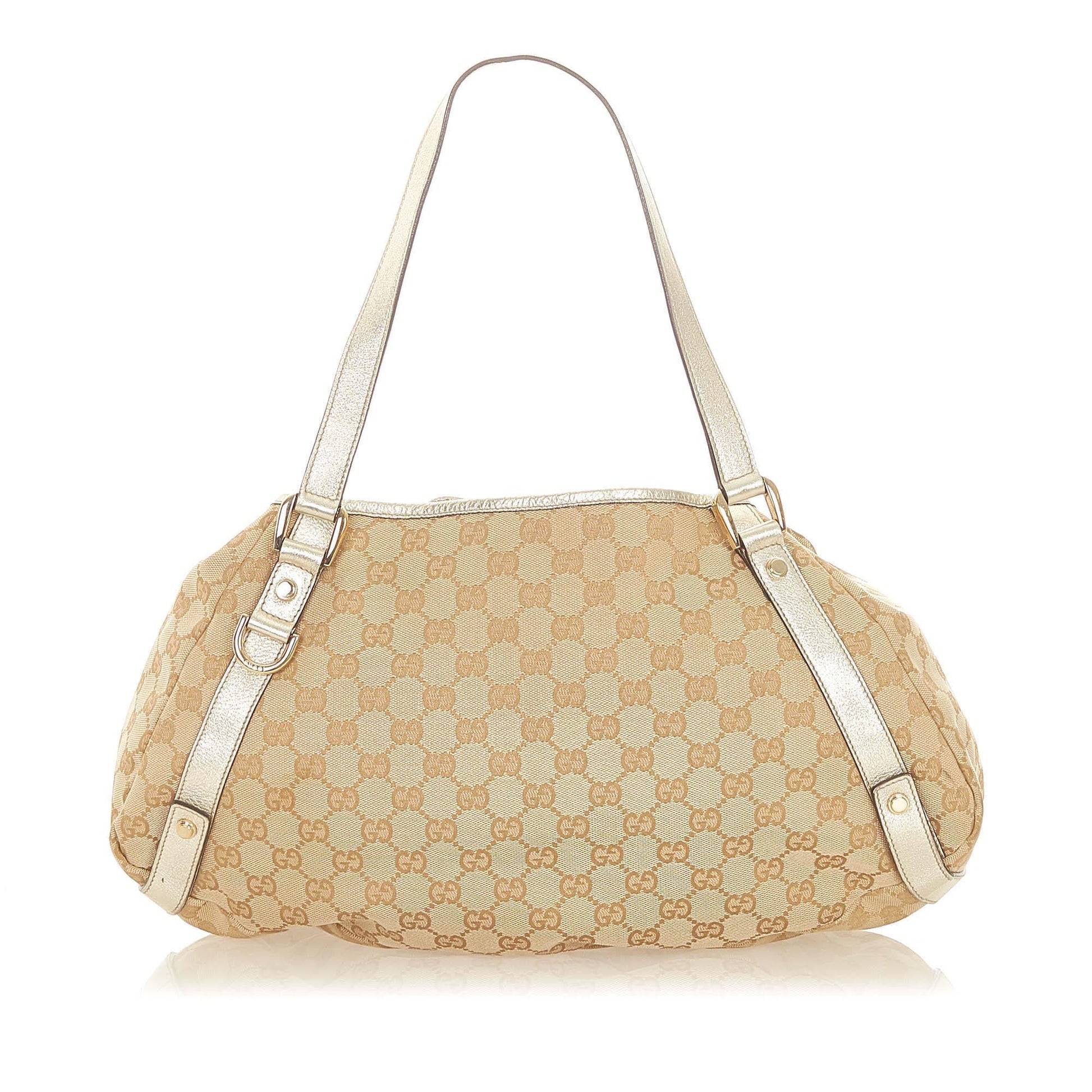 Gucci GG Pelham SHG Canvas White Brown Tote Bag Bag Shg