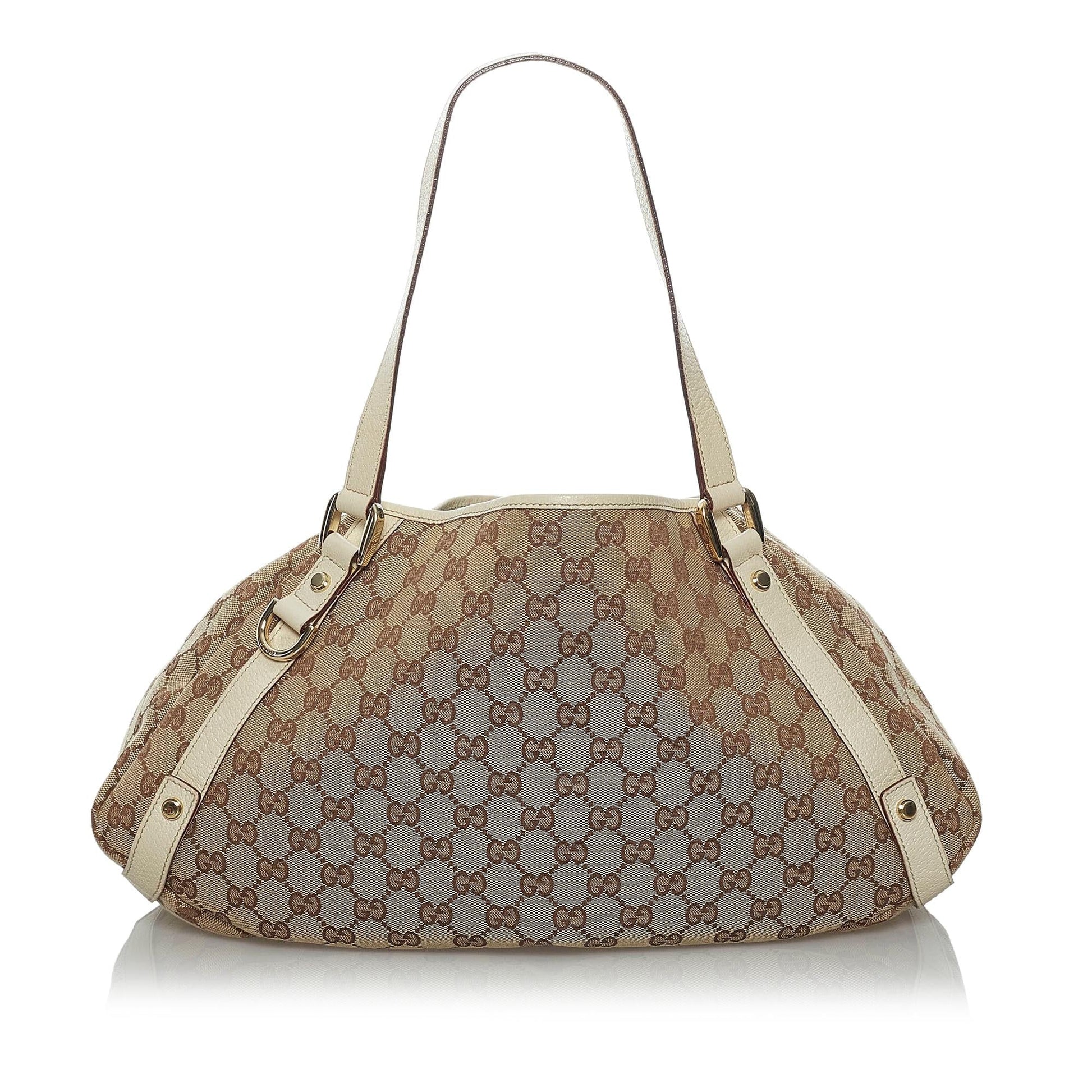 Gucci GG Pelham SHG Canvas White Brown Tote Bag