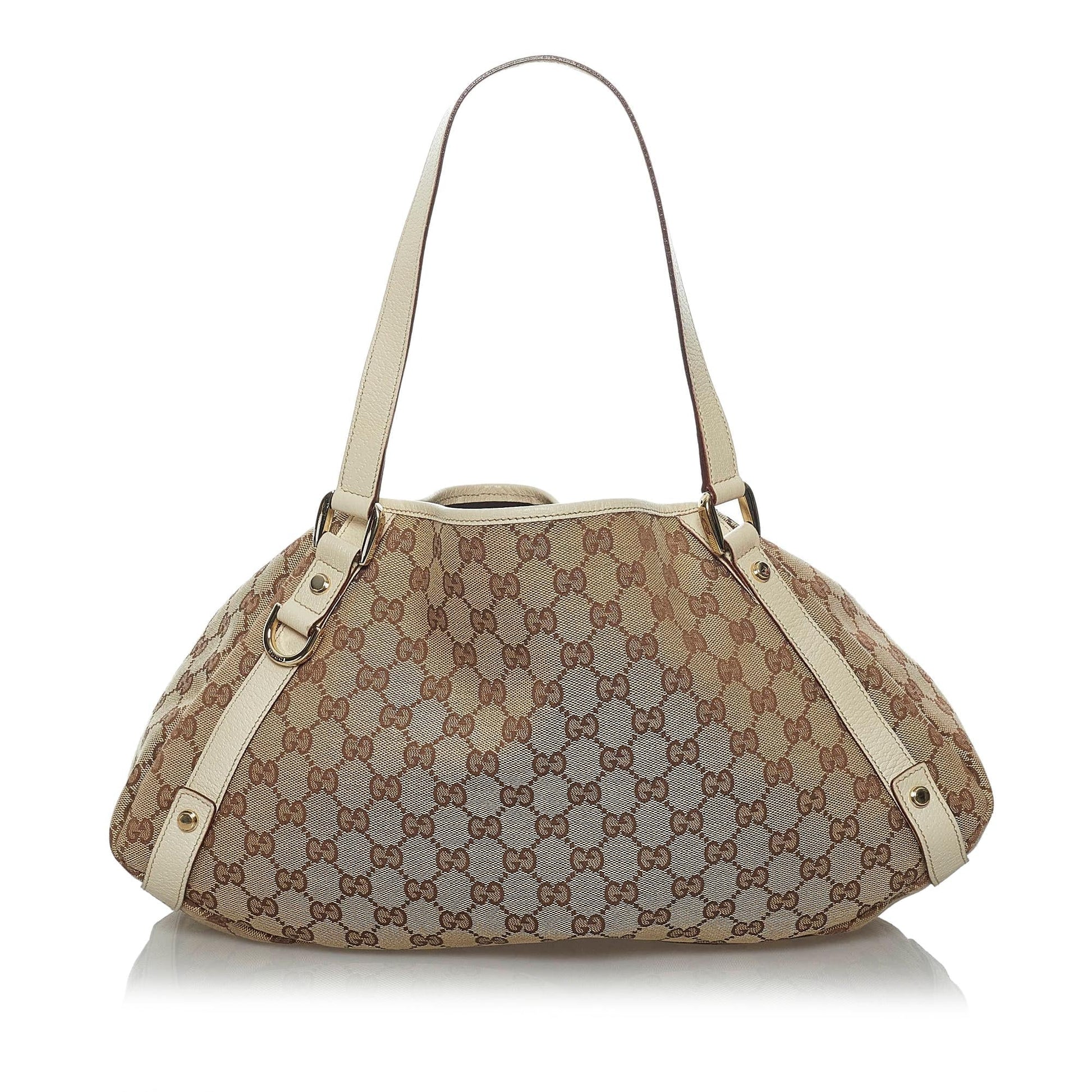 Gucci GG Pelham SHG Canvas White Brown Tote Bag