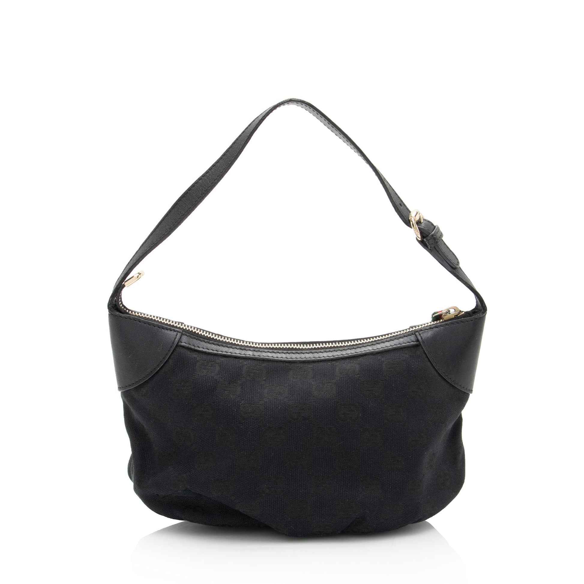 Gucci GG Pochette SHF-4m4QYq Leather Canvas Black Clutch Bag