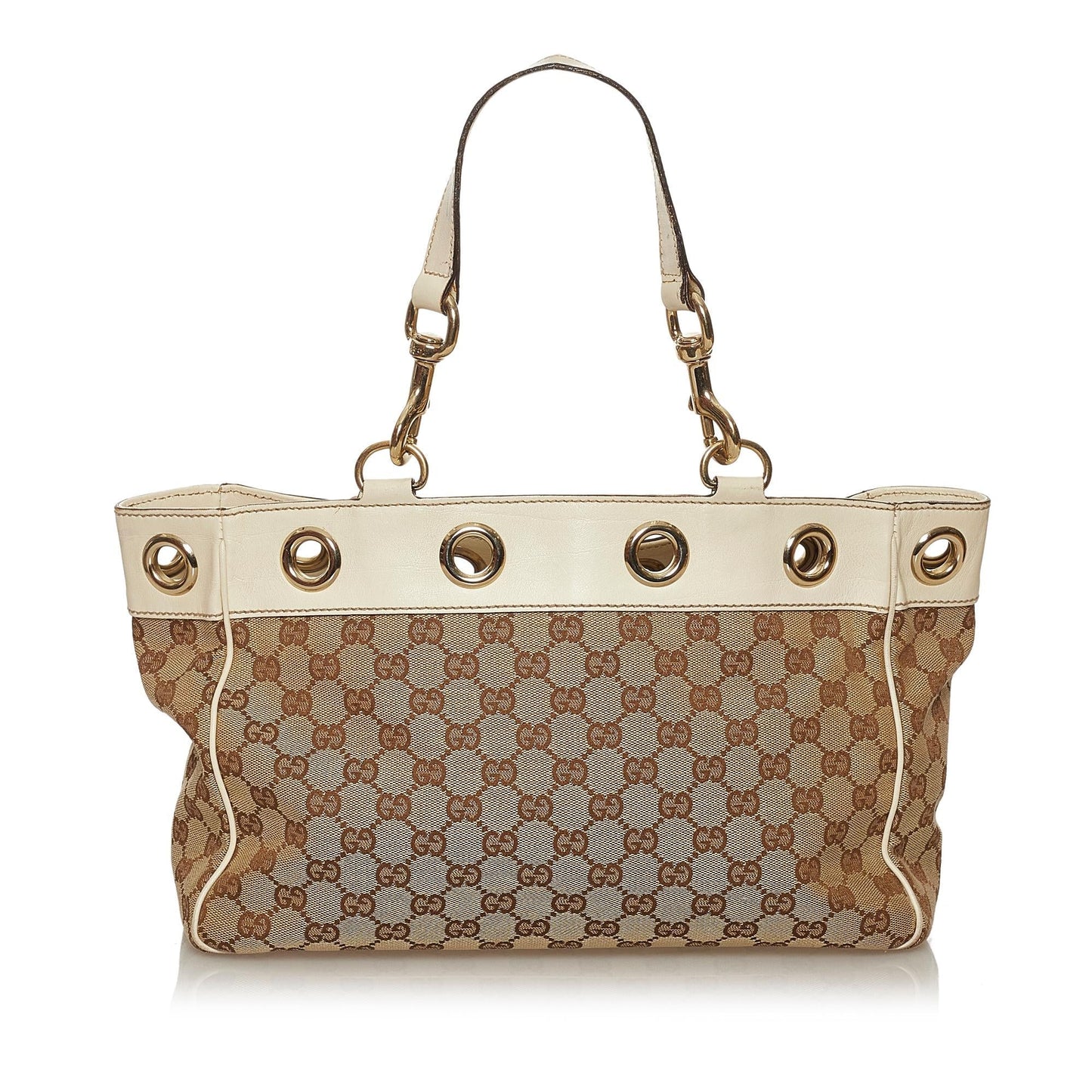 Gucci GG Positano SHG Canvas White Brown Tote Bag