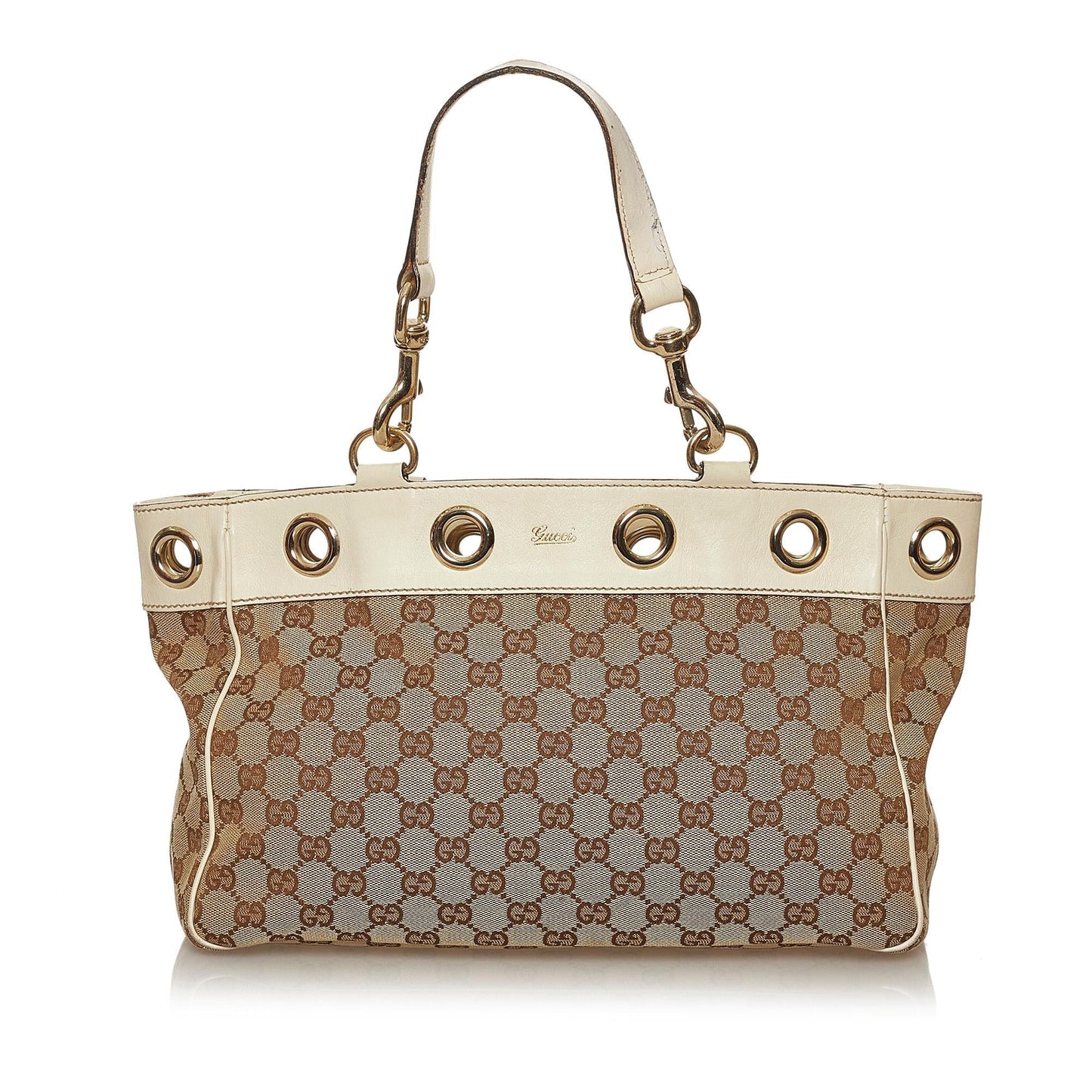 Gucci GG Positano SHG Canvas White Brown Tote Bag