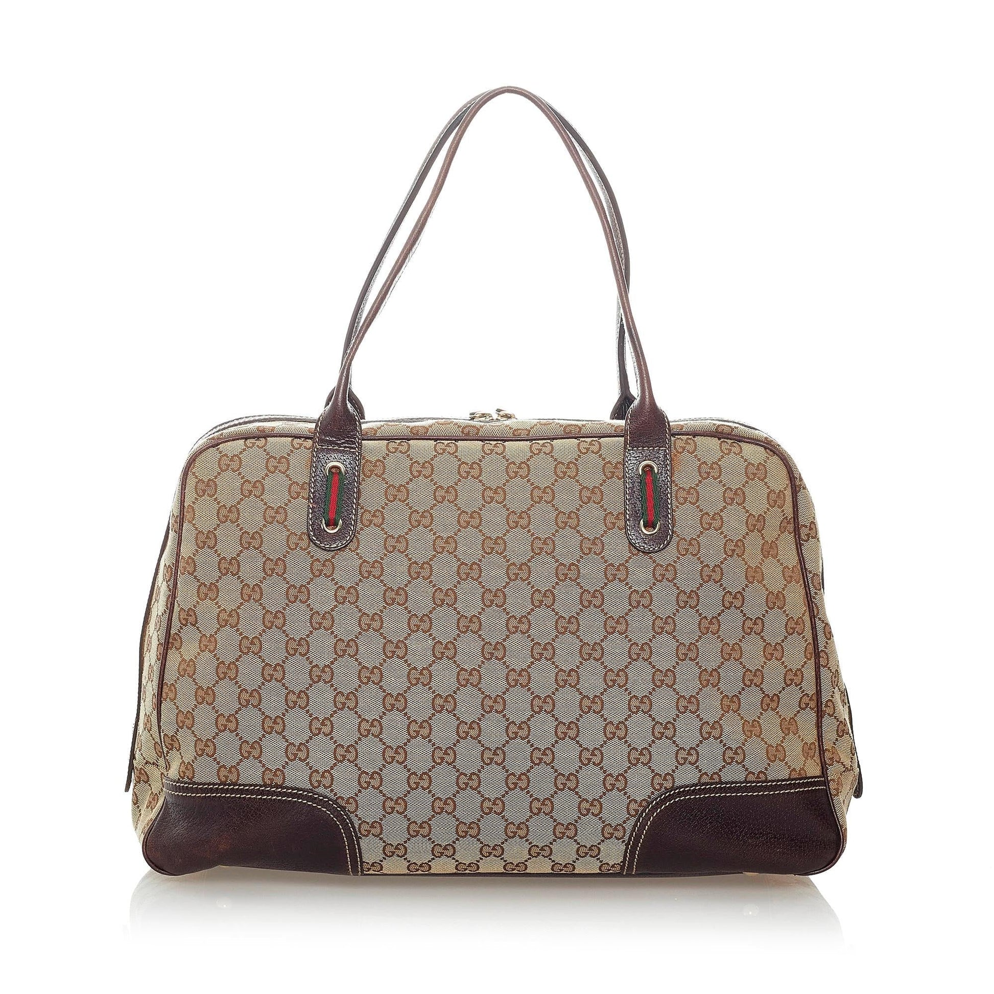 Gucci GG Princy SHG Canvas Brown Satchel Bag
