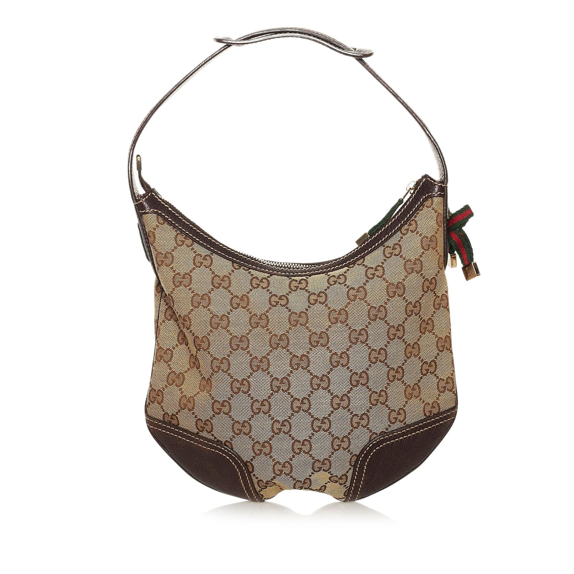 Gucci GG Princy SHG Canvas Brown Shoulder Bag Hobo Shg