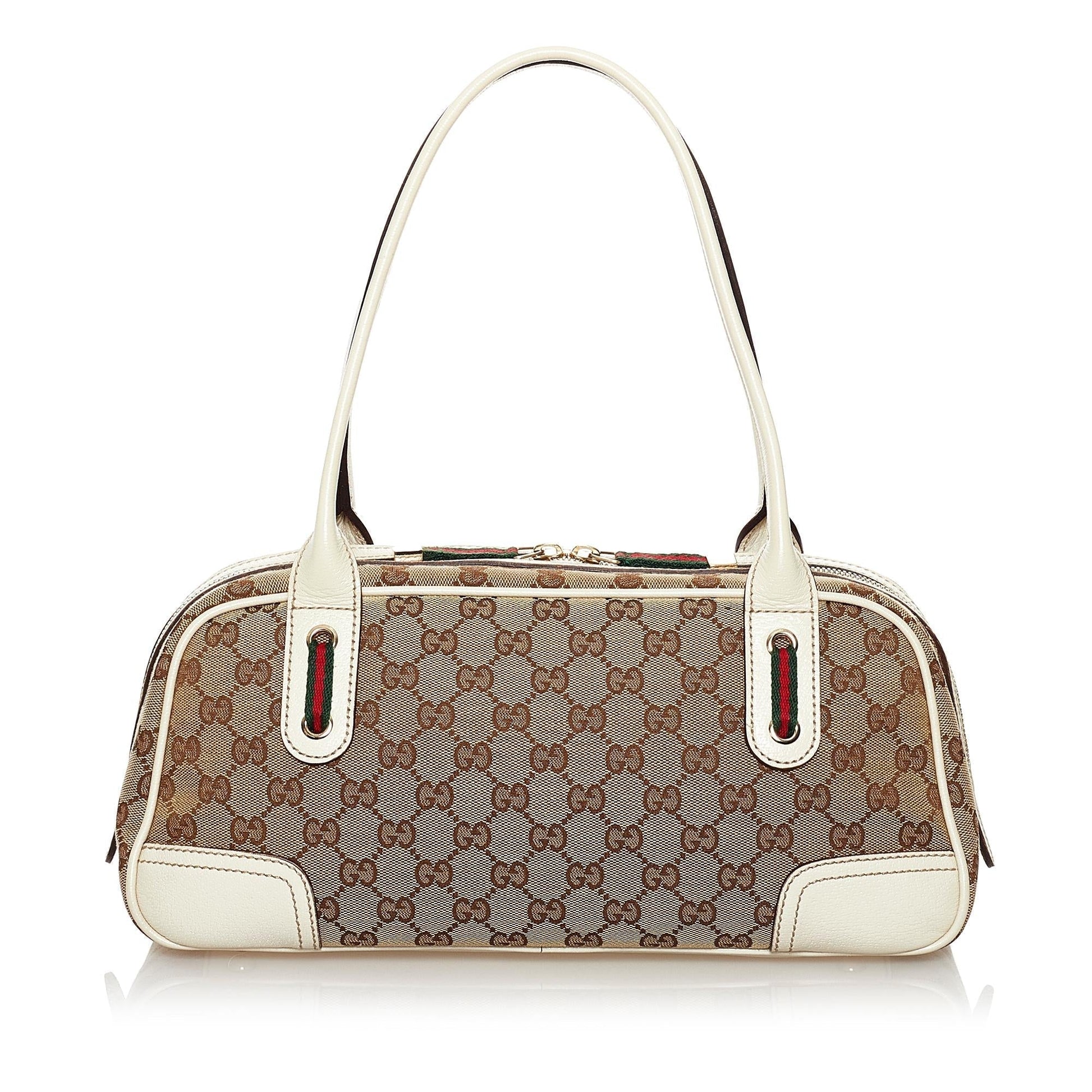 Gucci GG Princy SHG Canvas White Brown Shoulder Bag