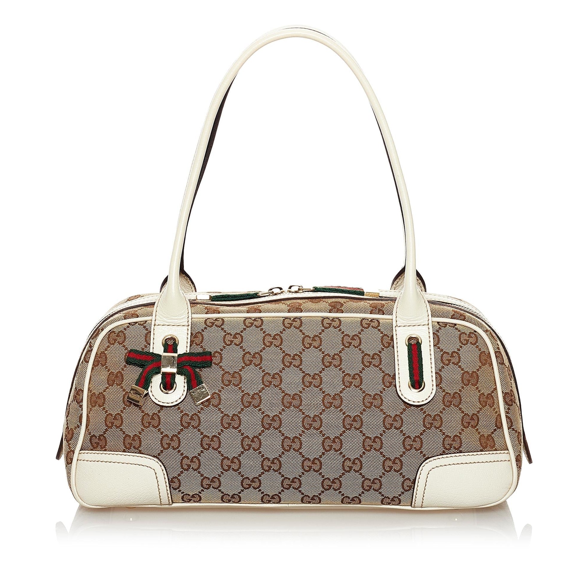 Gucci GG Princy SHG Canvas White Brown Shoulder Bag