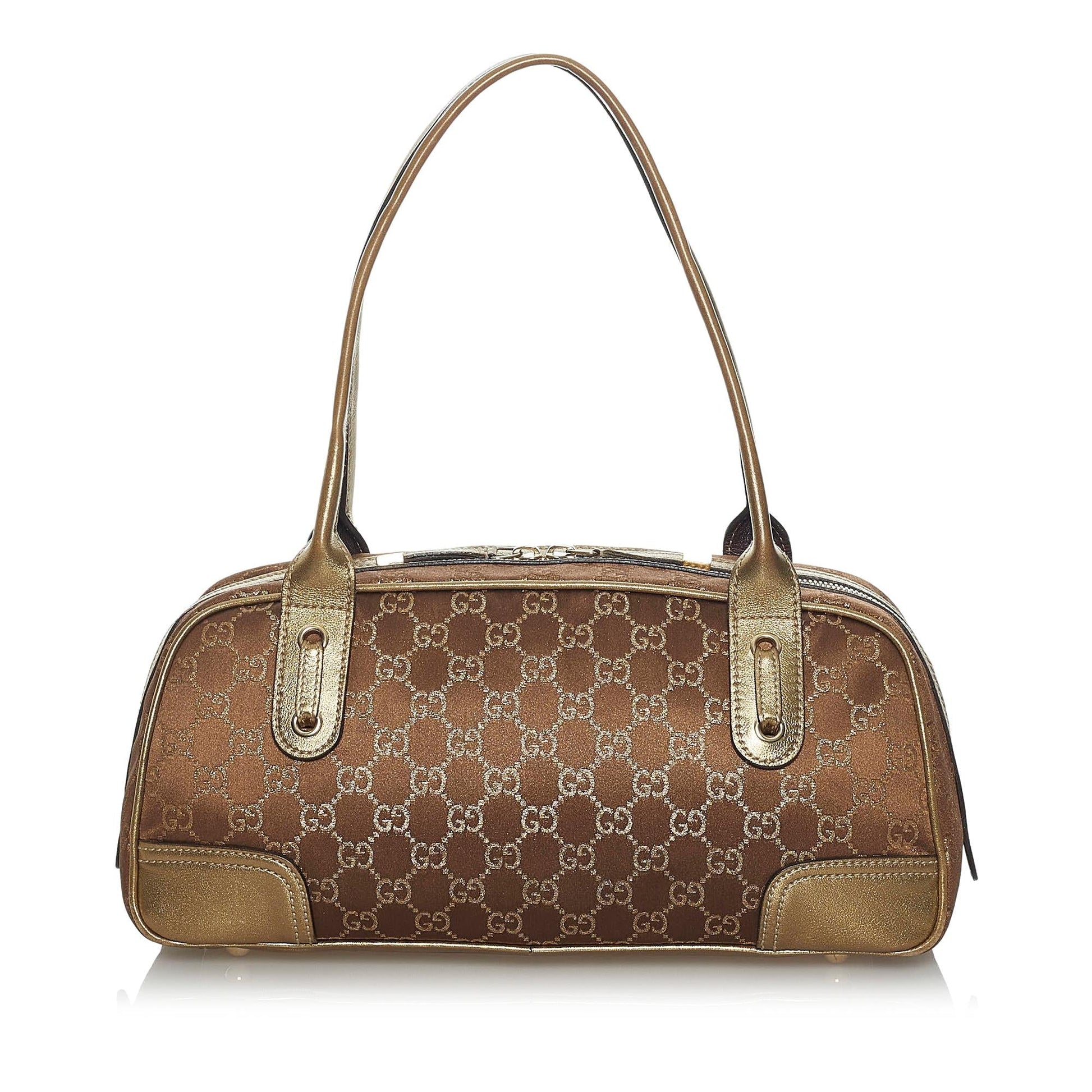 Gucci GG Princy SHG Canvas Brown Gold Shoulder Bag Bag Shg